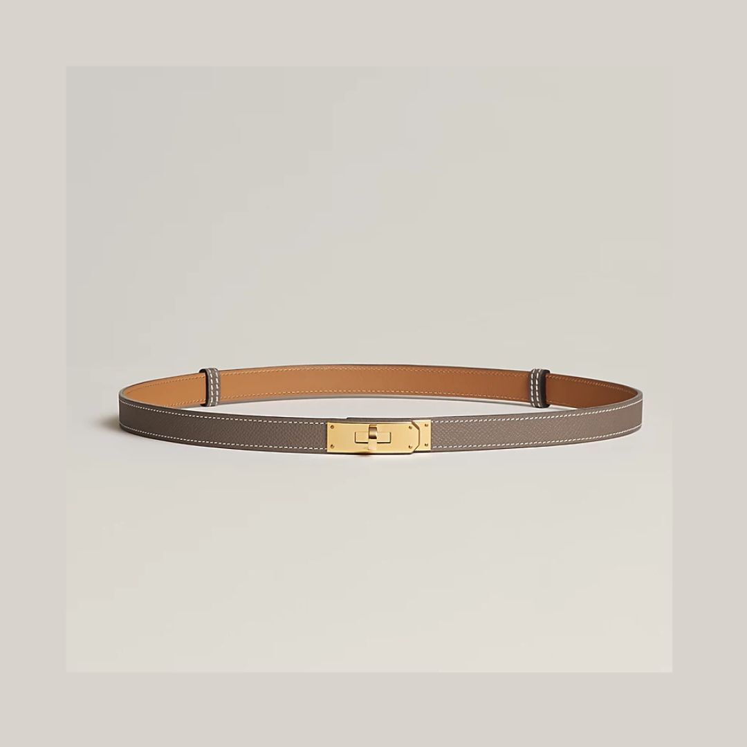 1YK0312-006 [HERMES] Kelly 18 Belt Etoupe Ghw Yellow Gold #H069853CC18 (BR)