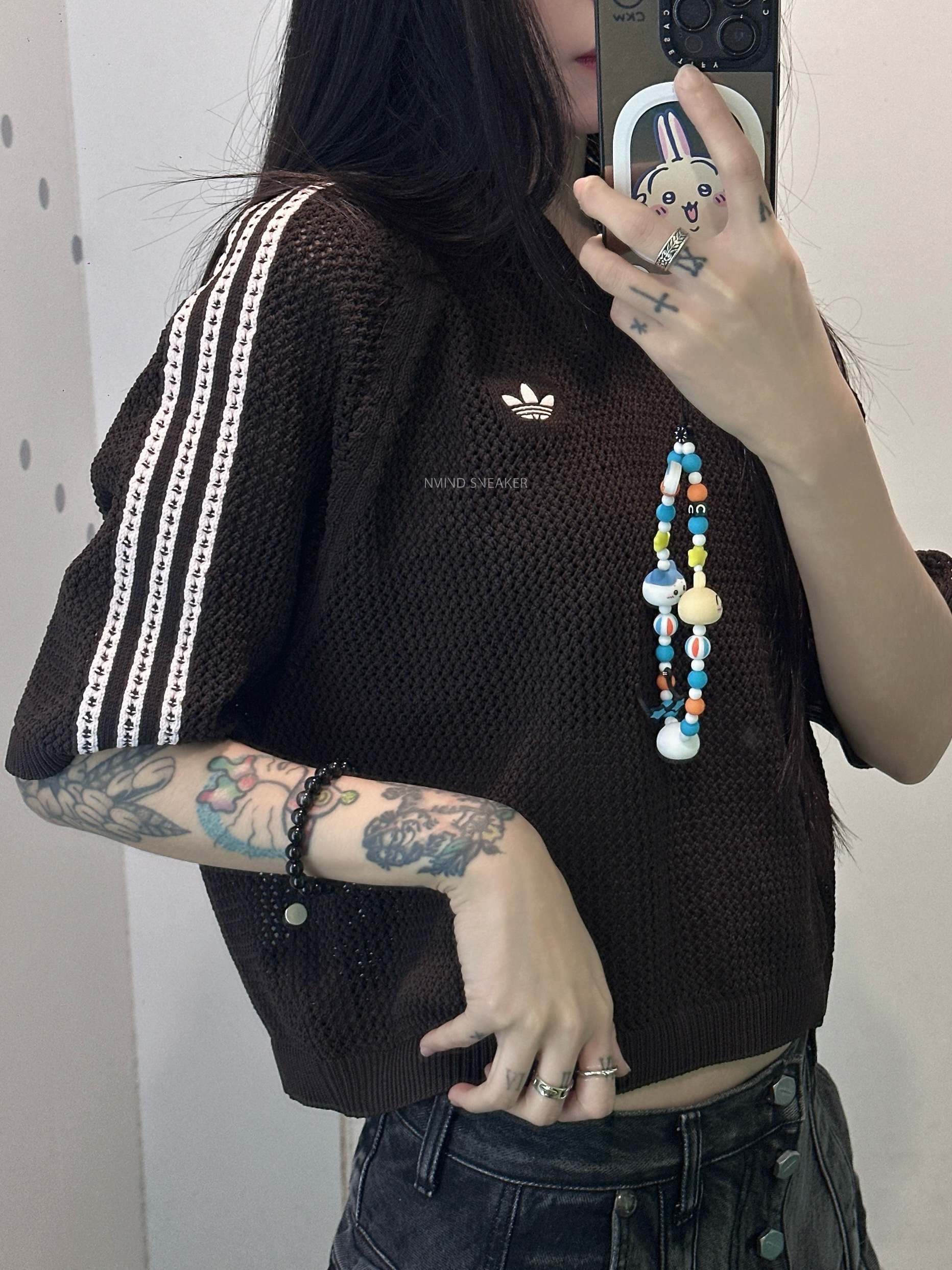 <阿迪出清衣櫃✨>ADIDAS ORIGINAL鉤針編織POLO衫 奶油白/摩卡棕