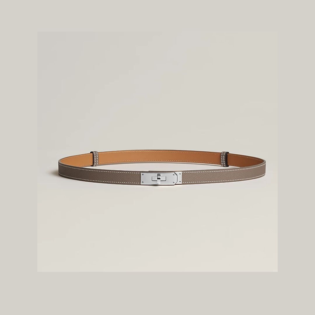 1YK0312-008 [HERMES] Kelly 18 Belt Etoupe Ghw Silver #H069853CK18 (BR)