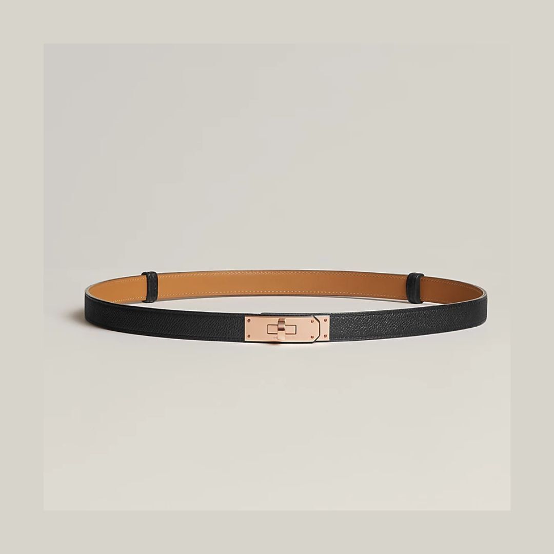 1YK0312-009 [HERMES] Kelly 18 Belt Black Rose Gold #H069853CD89 (BR)