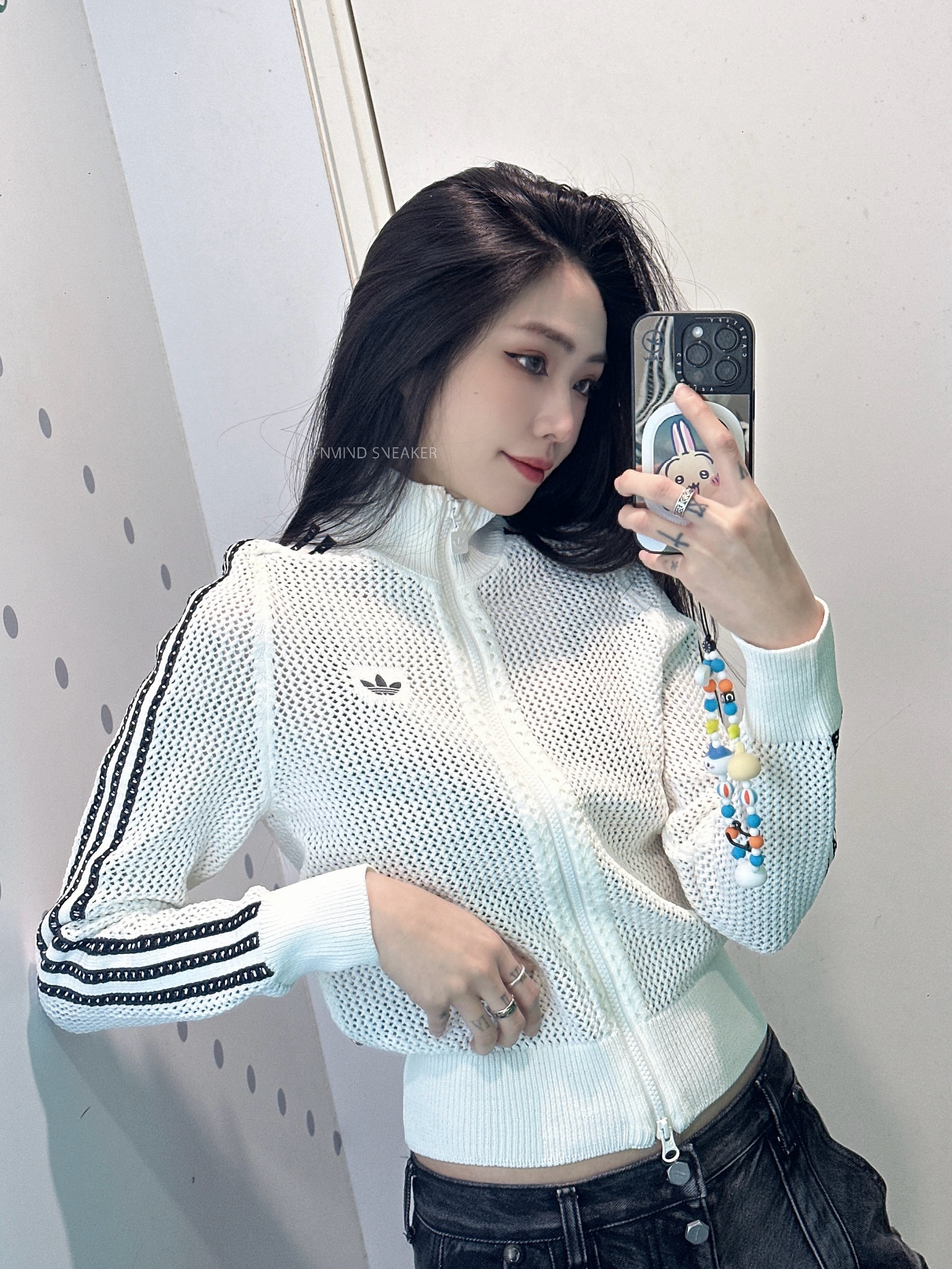 ADIDAS ORIGINAL鉤針編織外套 奶油白/摩卡棕