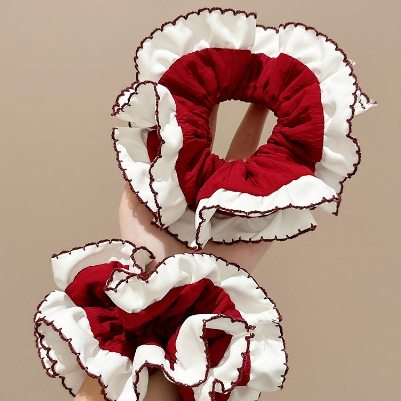 [3 FOR RM10] Burgundy Lace Patchwork Scrunchies