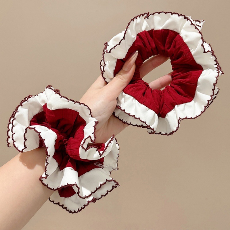 [3 FOR RM10] Burgundy Lace Patchwork Scrunchies