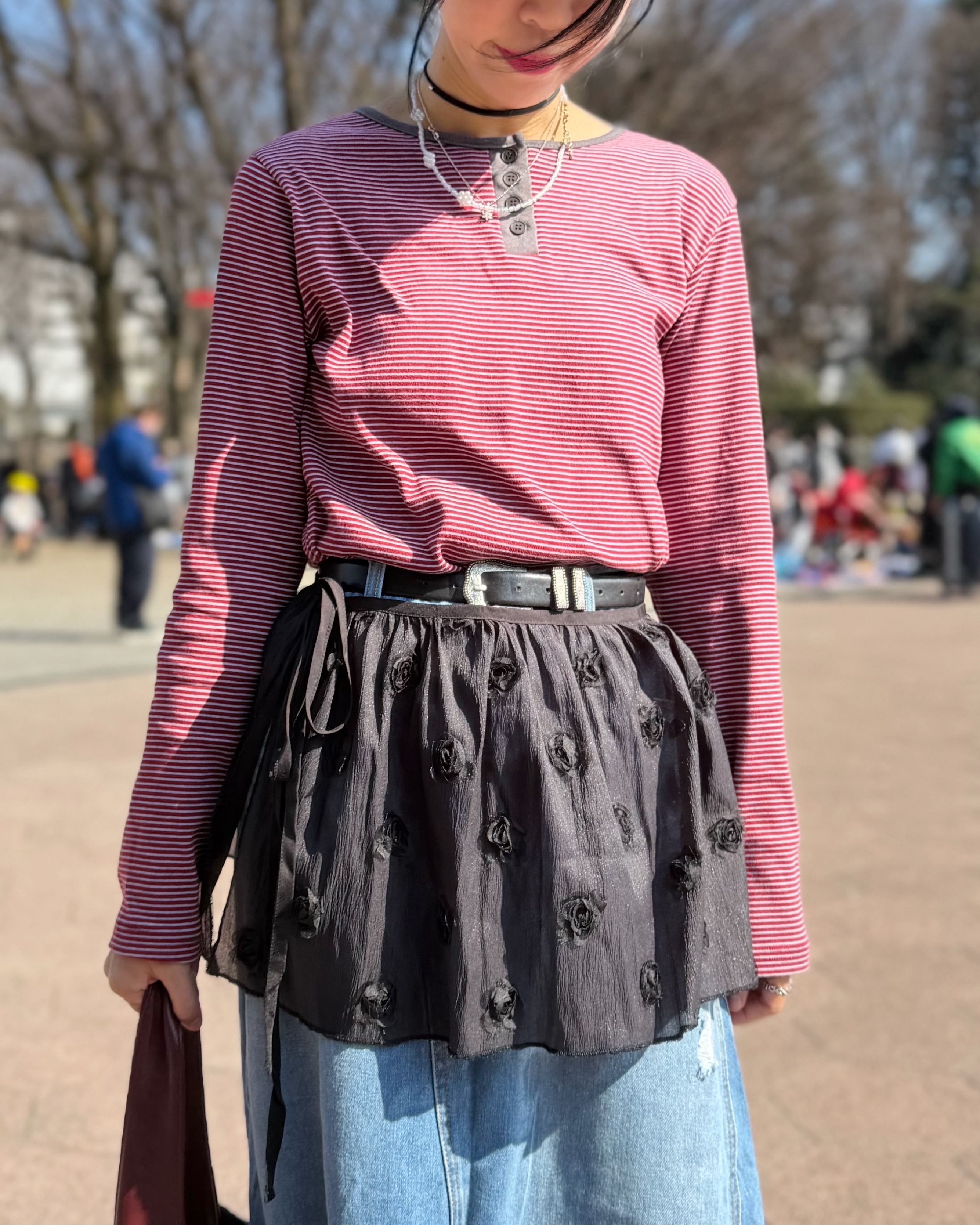 2月新品♥親膚橫間開鈕長袖Tee