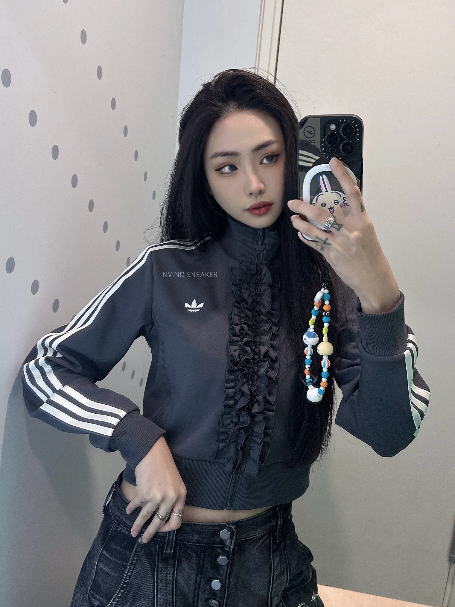 <宋雨琦同款>ADIDAS ORIGINAL RUFFLE 運動外套 靛藍/白色