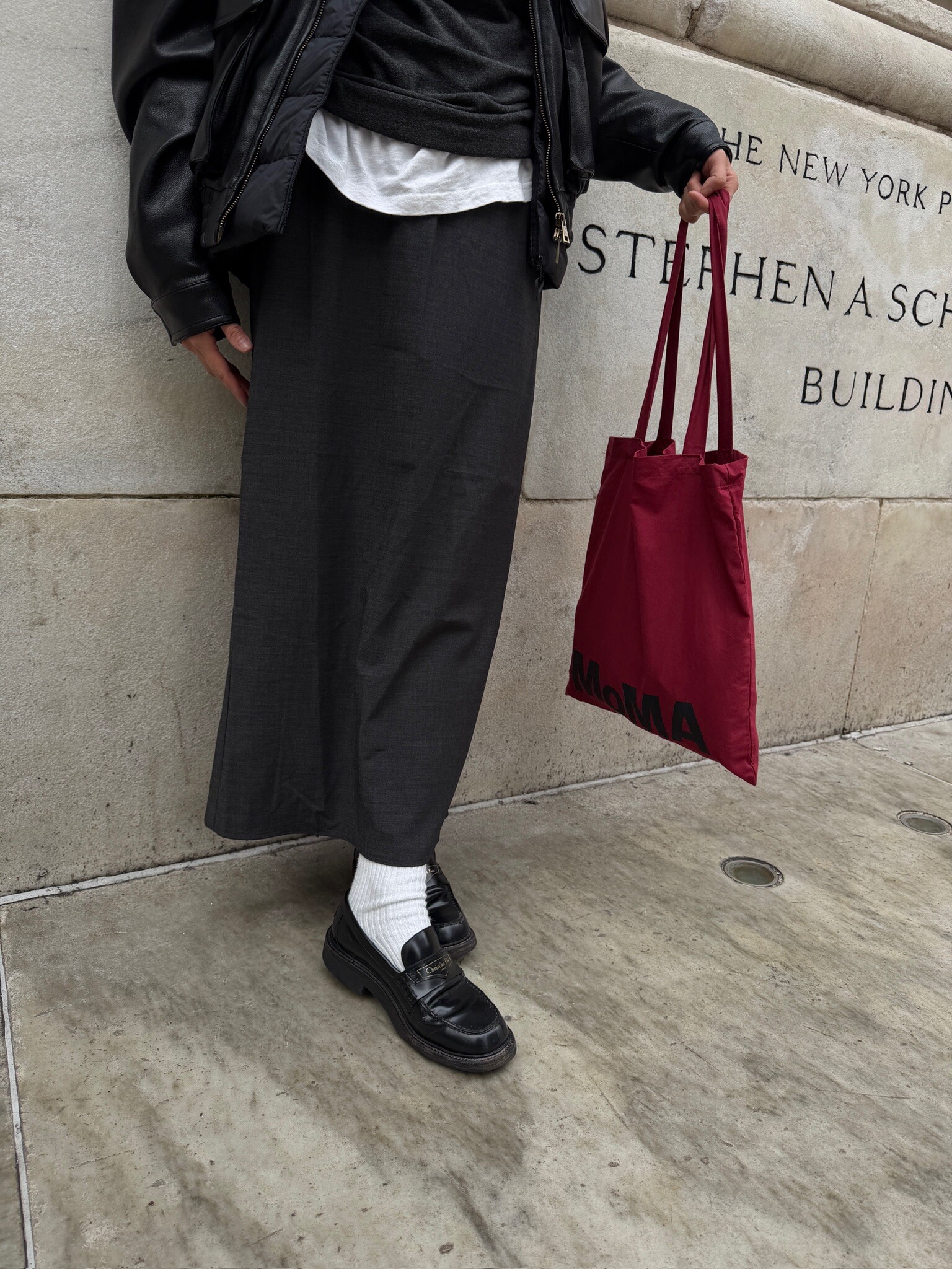 PDD Collection Elastic wool long skirt