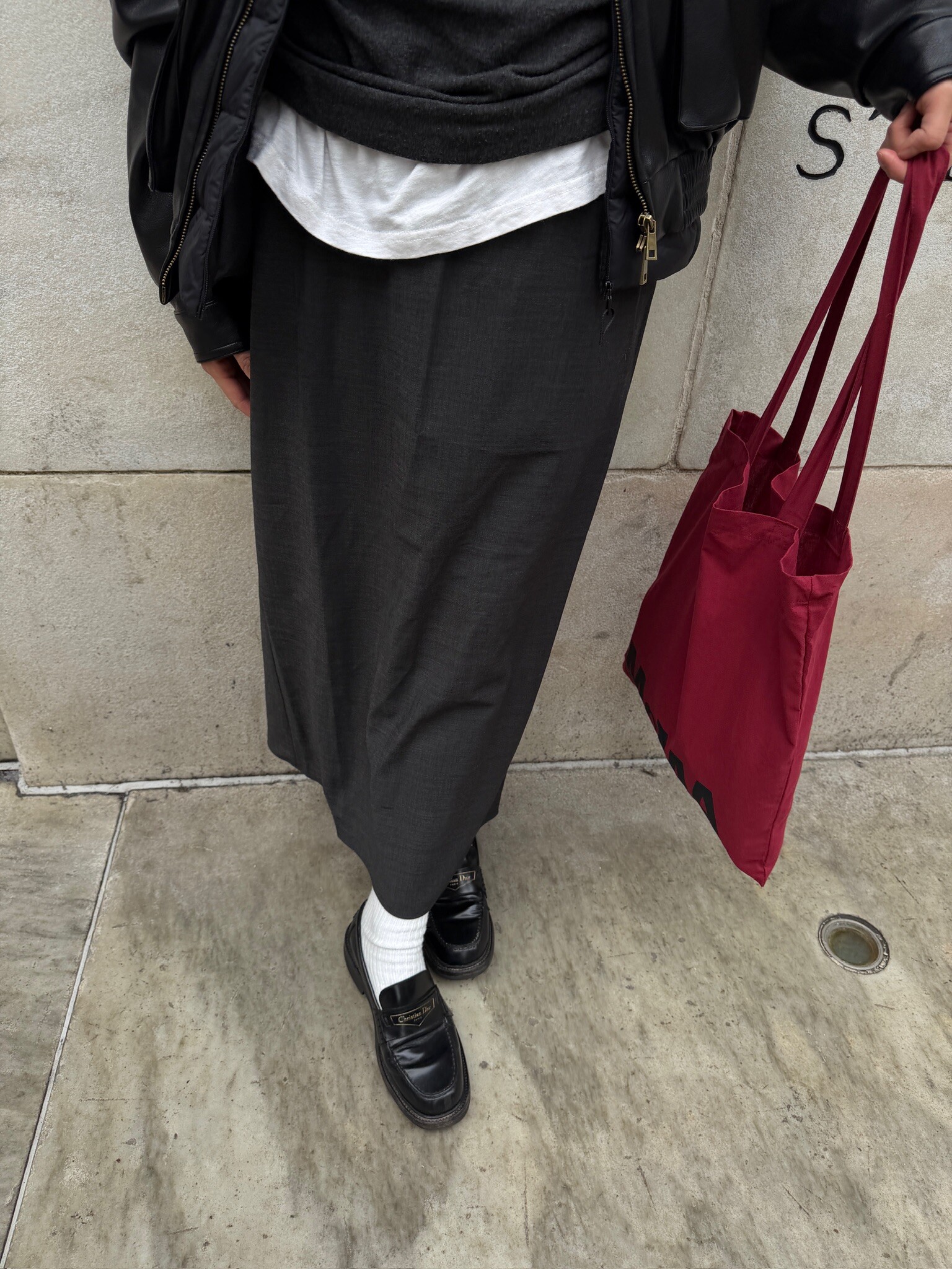 PDD Collection Elastic wool long skirt