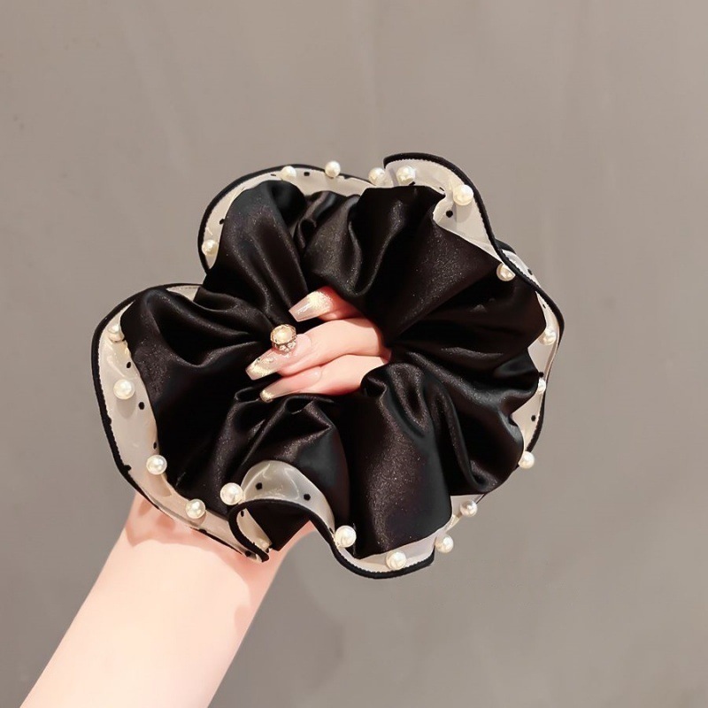 [3 FOR RM10] Black Pearl Polka Dot Lace Scrunchies