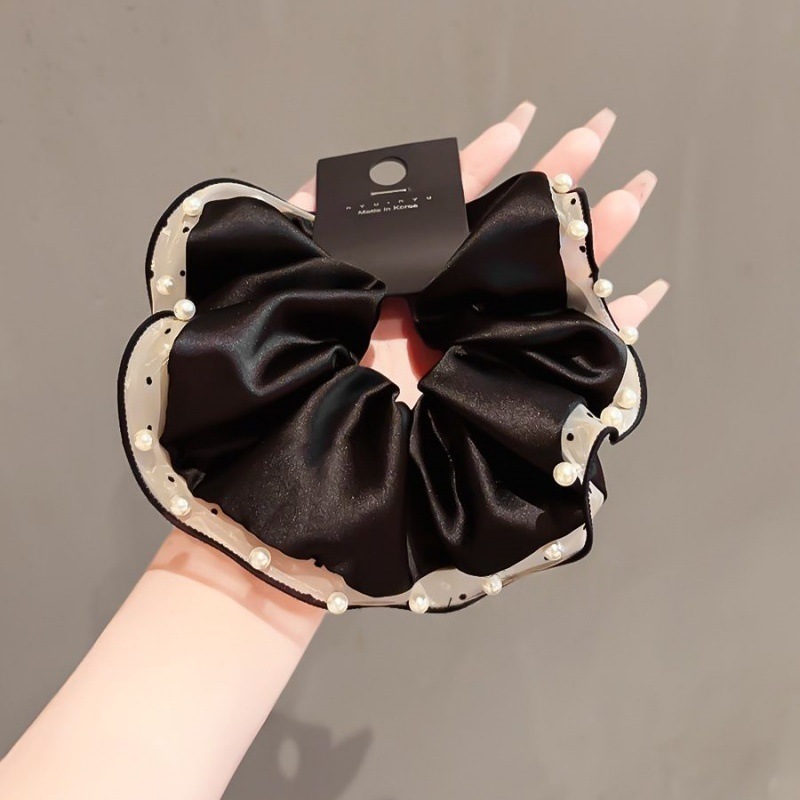 [3 FOR RM10] Black Pearl Polka Dot Lace Scrunchies