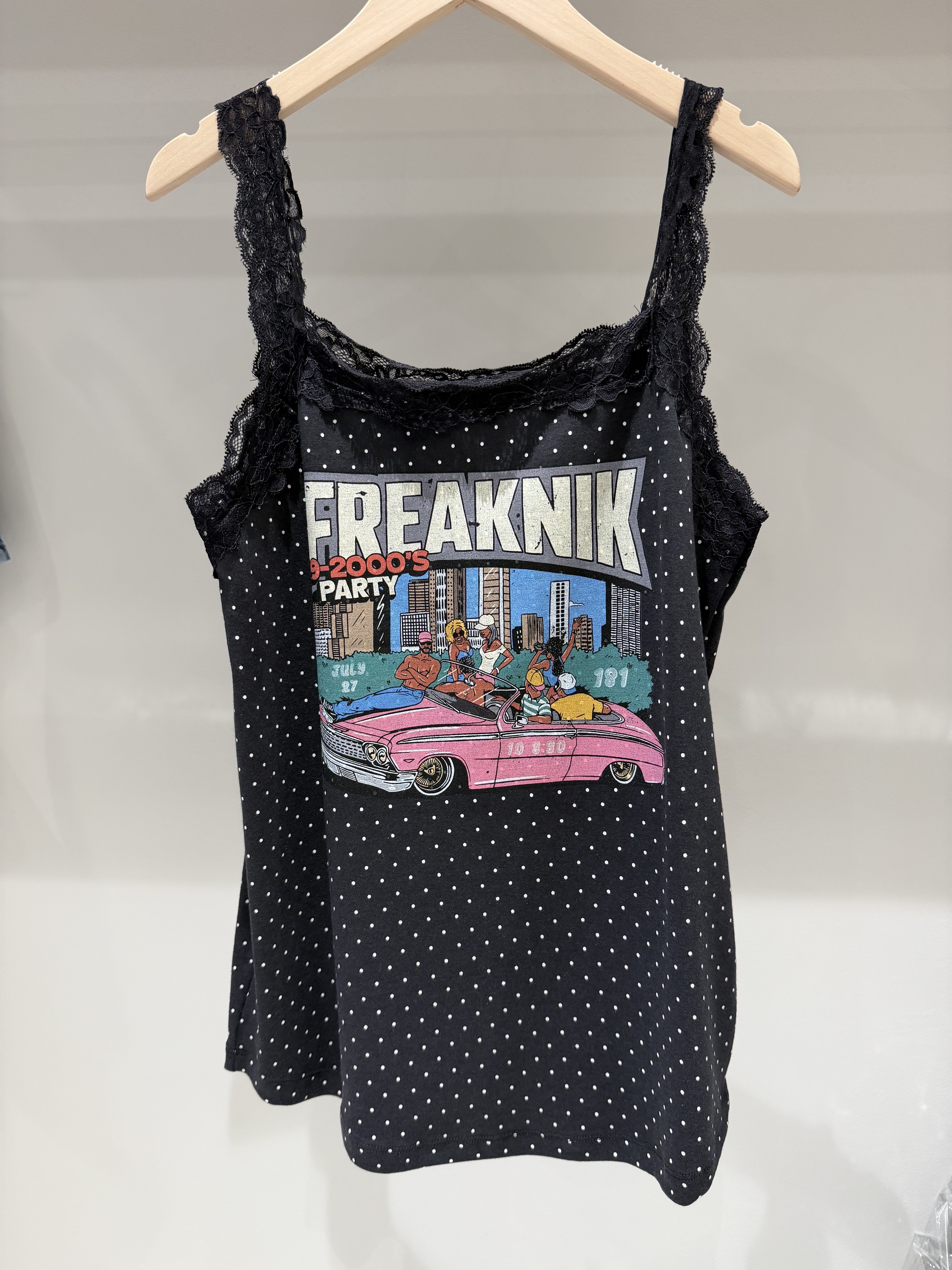 波點拼Lace吊帶背心