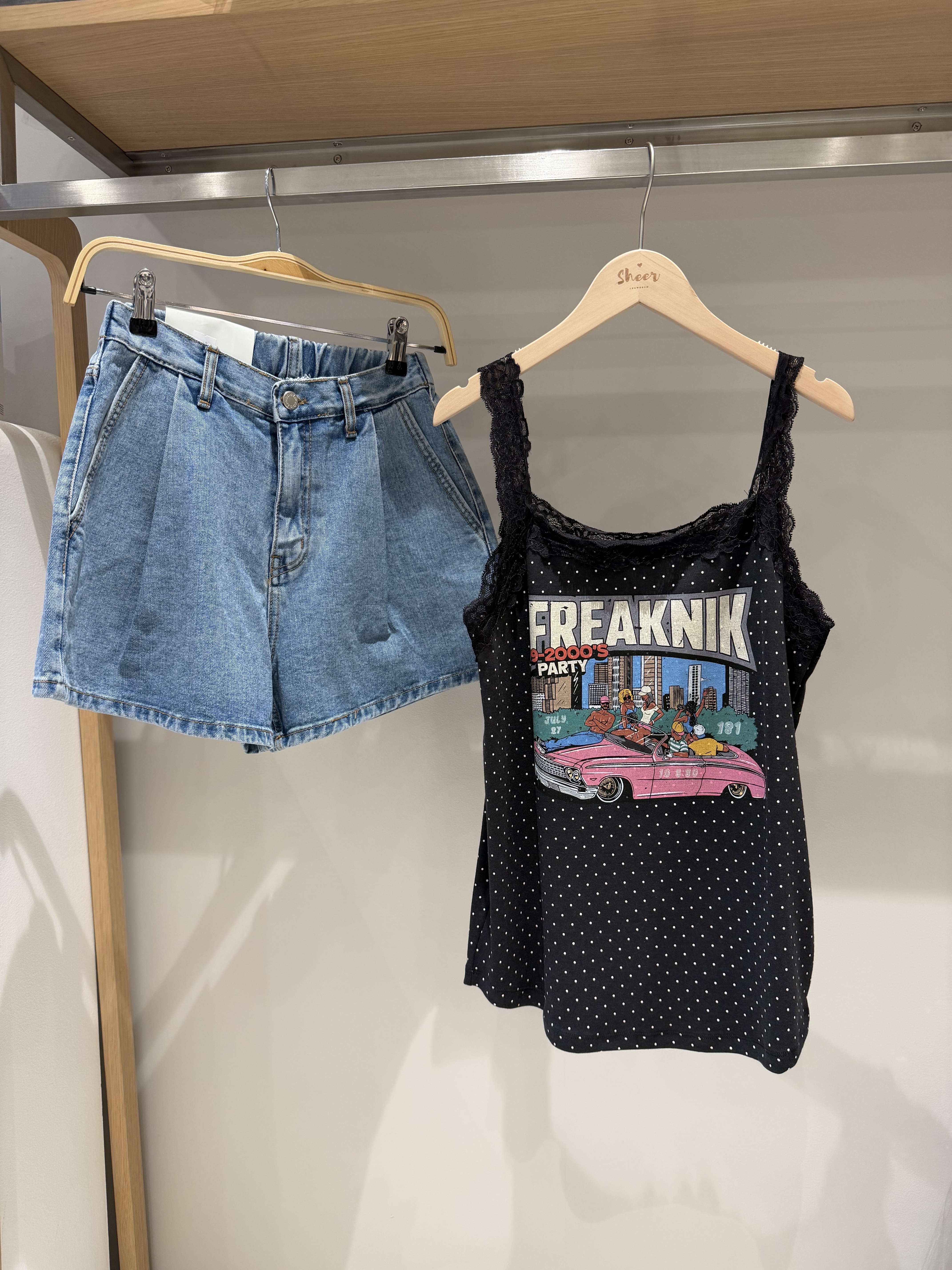 波點拼Lace吊帶背心