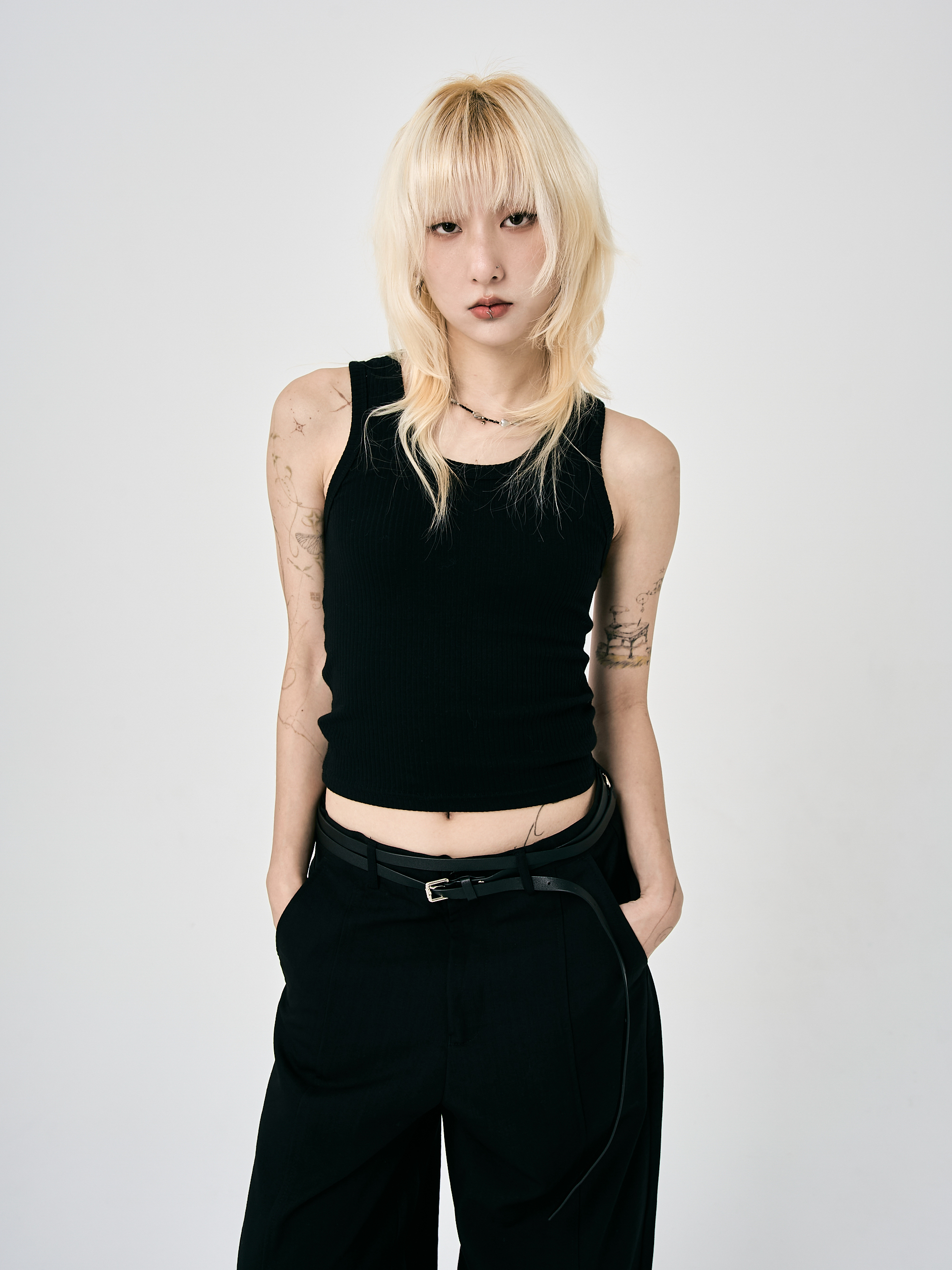 修身坦克背心-黑