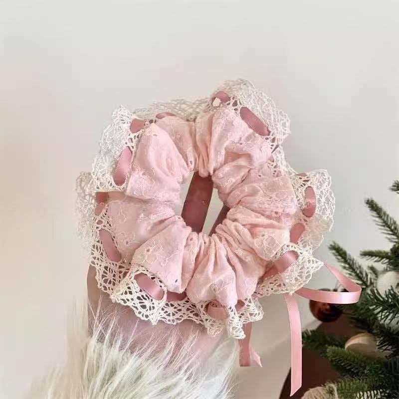 [3 FOR RM10] Creamy Ballet Pink Bow Scrunchies