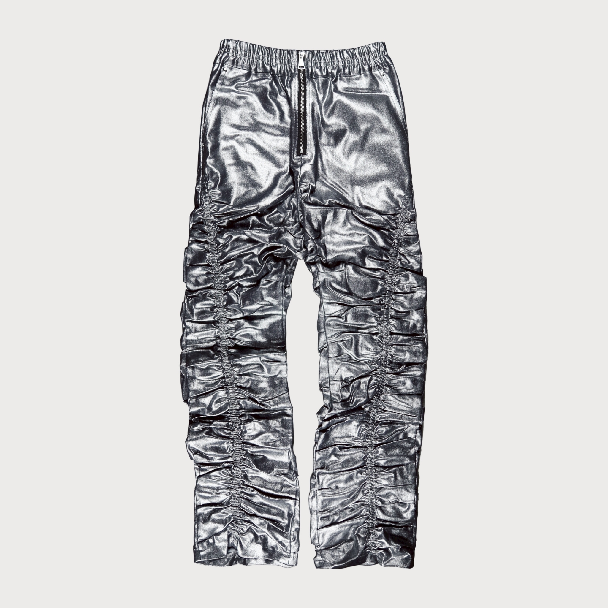 Bornrich｜Ruched Denim Jeans (Silver)