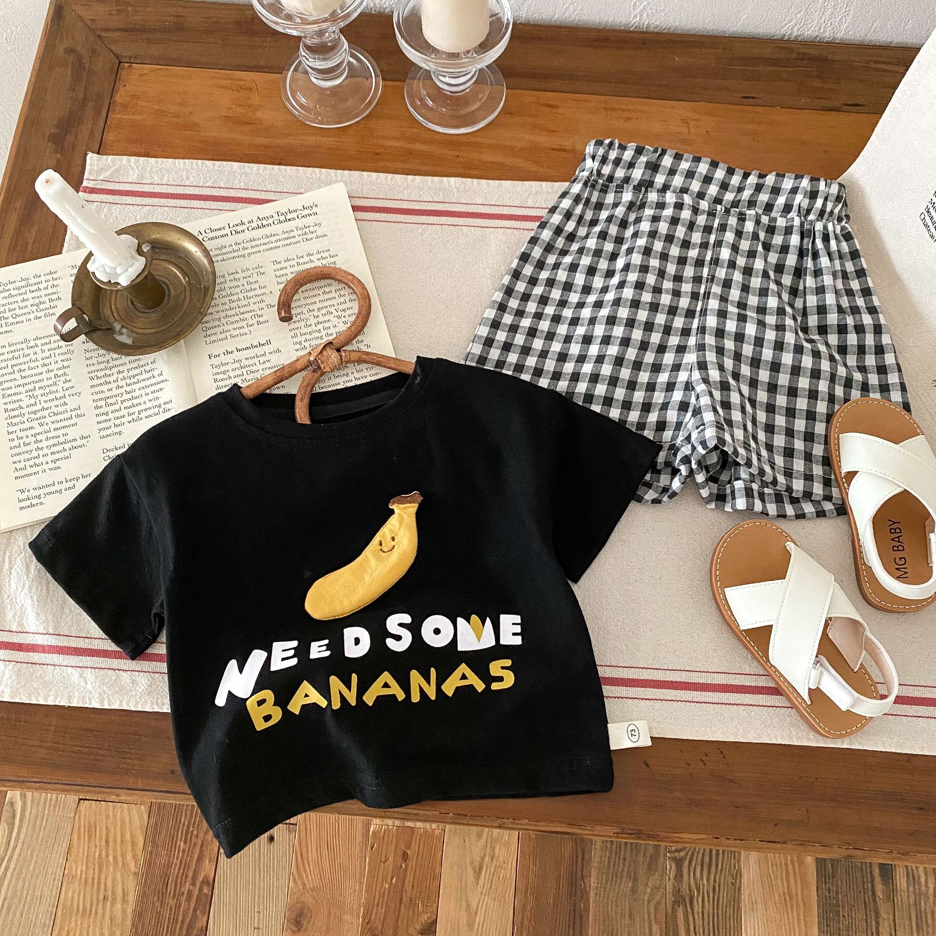 黑格子香蕉 短袖套裝2件組