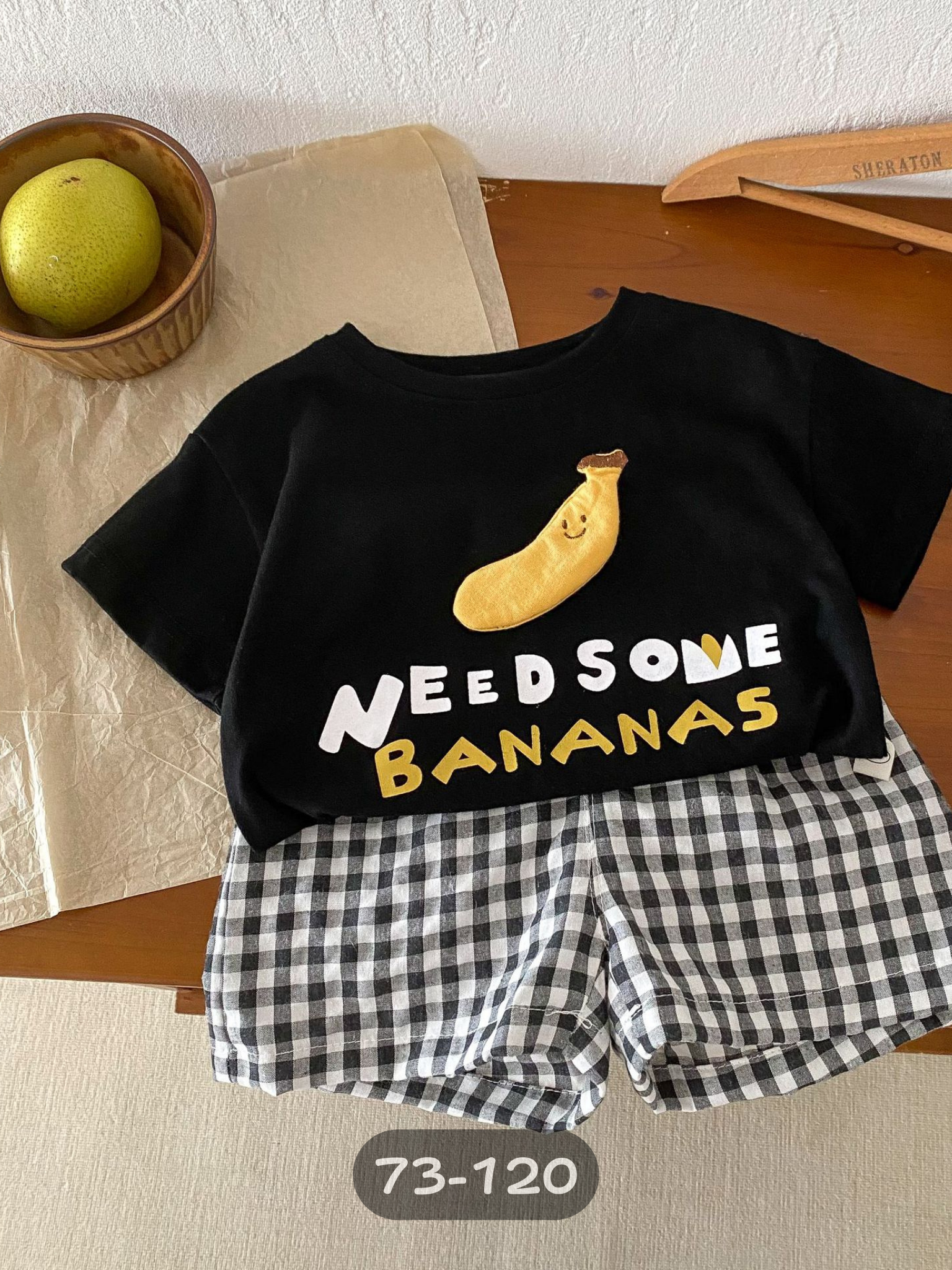 黑格子香蕉 短袖套裝2件組