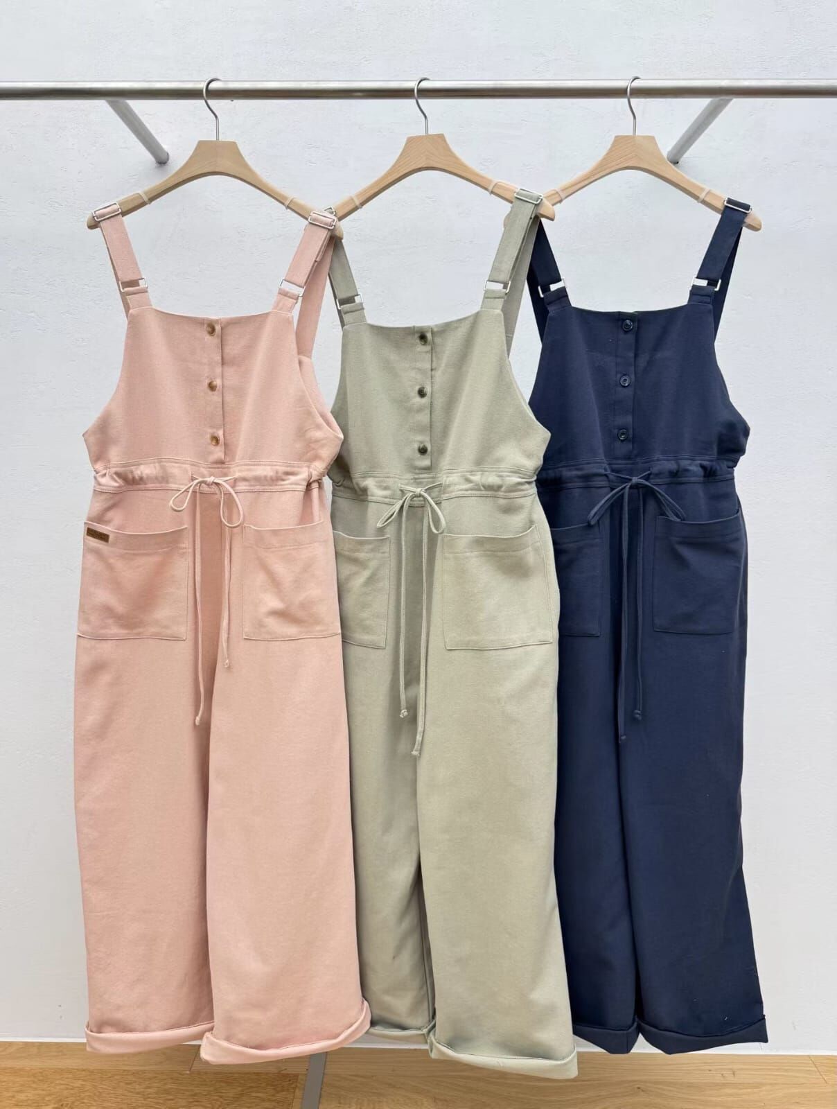 RF6006 抽繩收腰工裝背帶褲