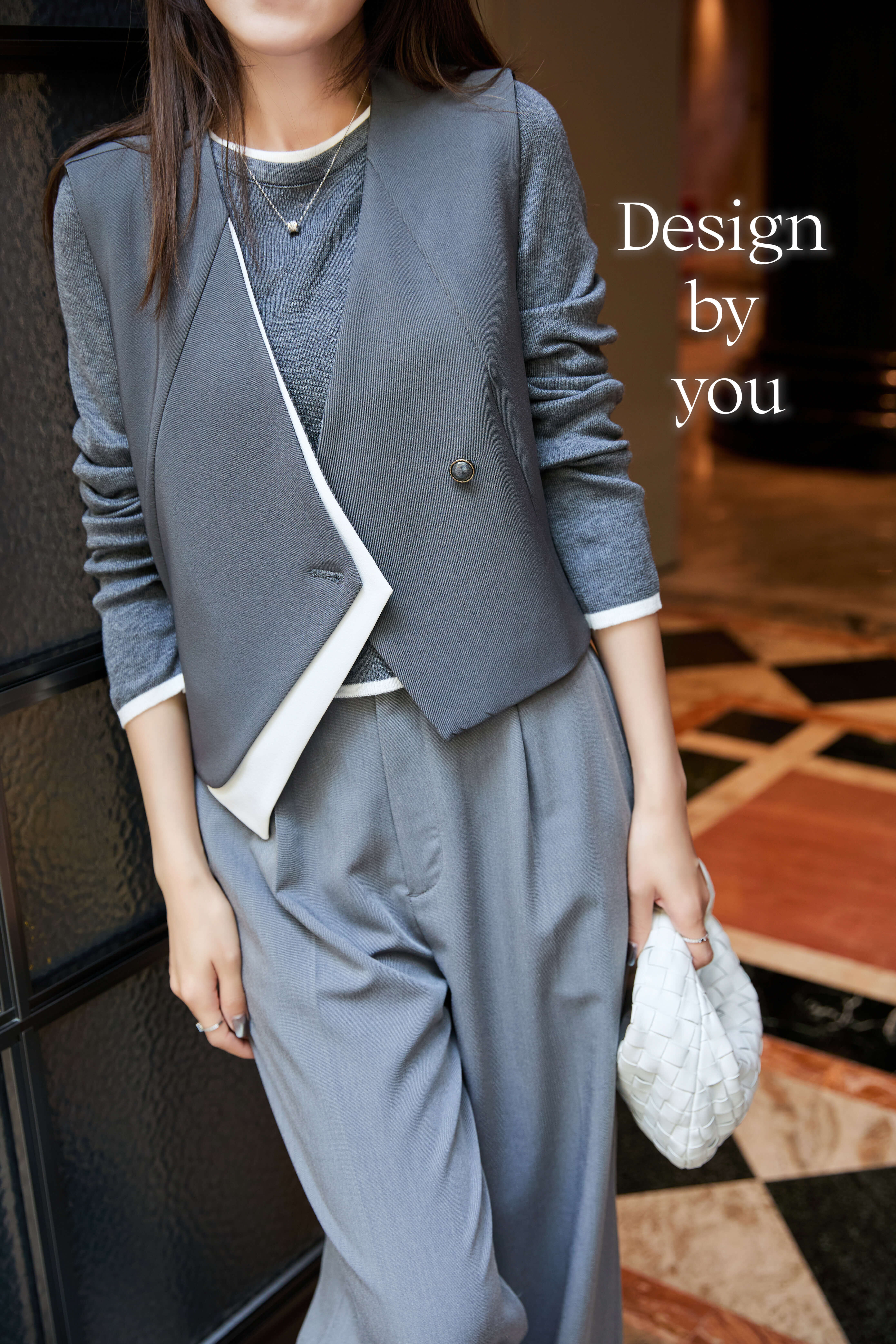 Colorblock Blazer Gilet_JK263L18