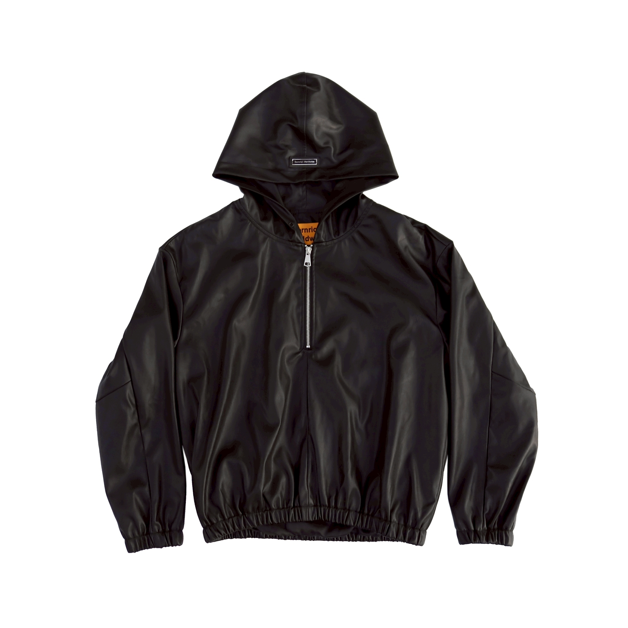 Bornrich｜Half Zip Leather Hoodie (Black)