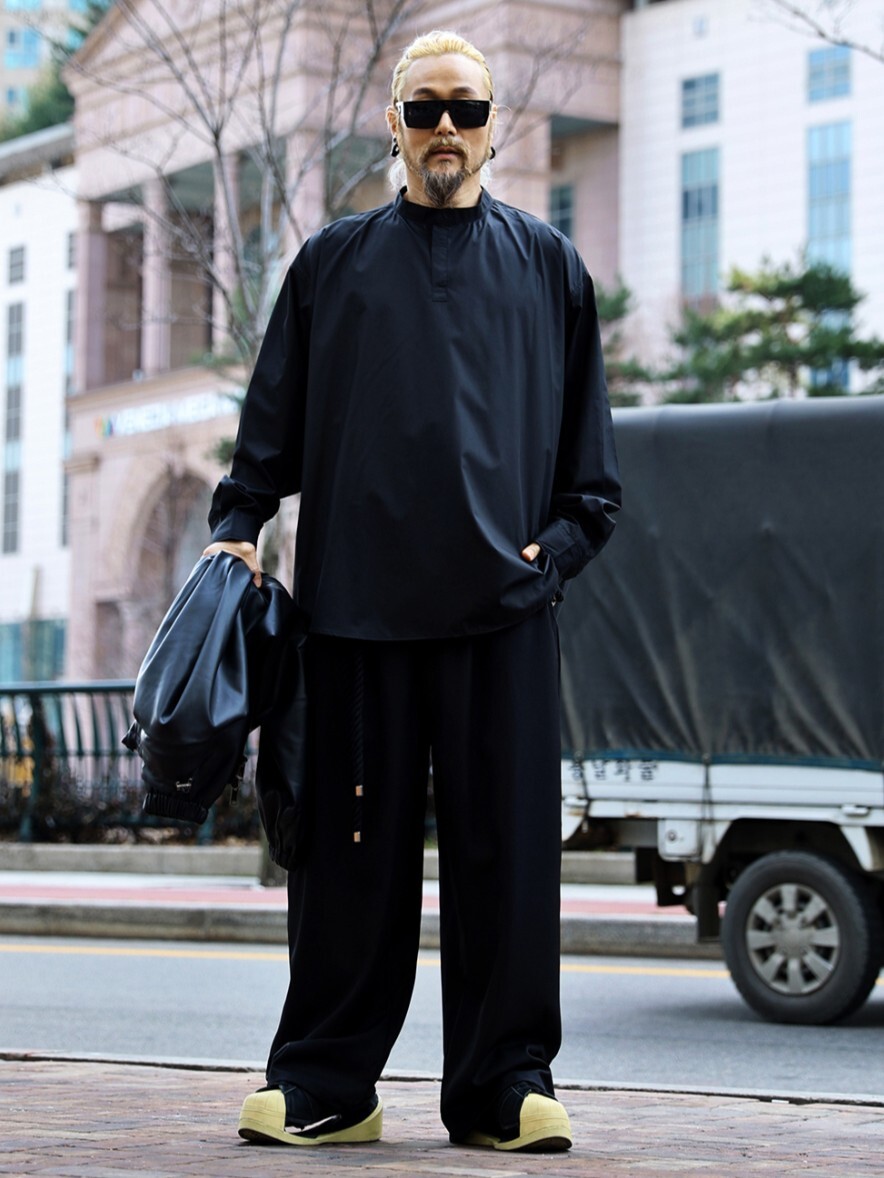 皮帶環休閒西裝寬褲