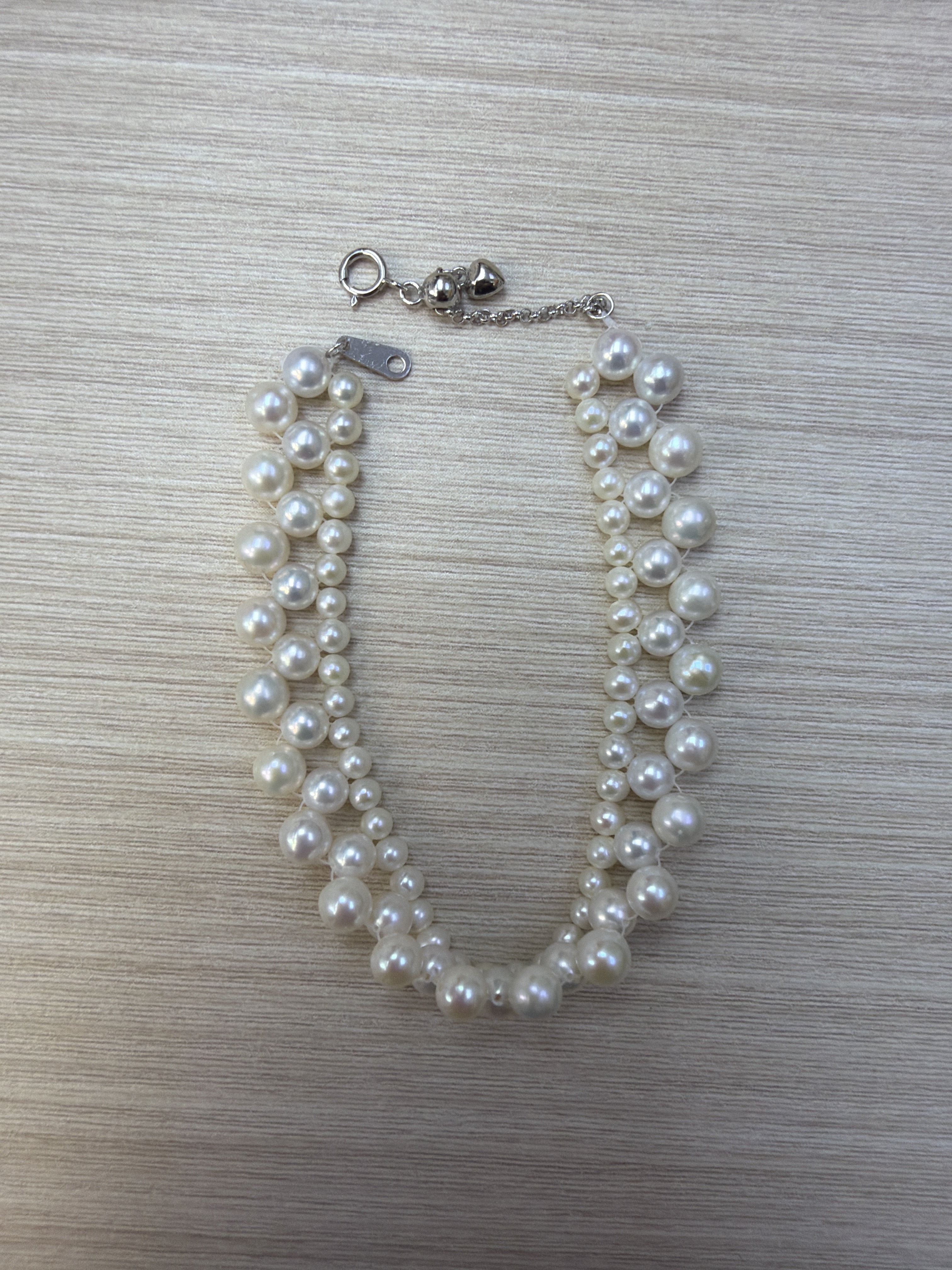 RK06 S925銀+淡水珍珠 三排設計手鏈 (SPB1830001) **連盒