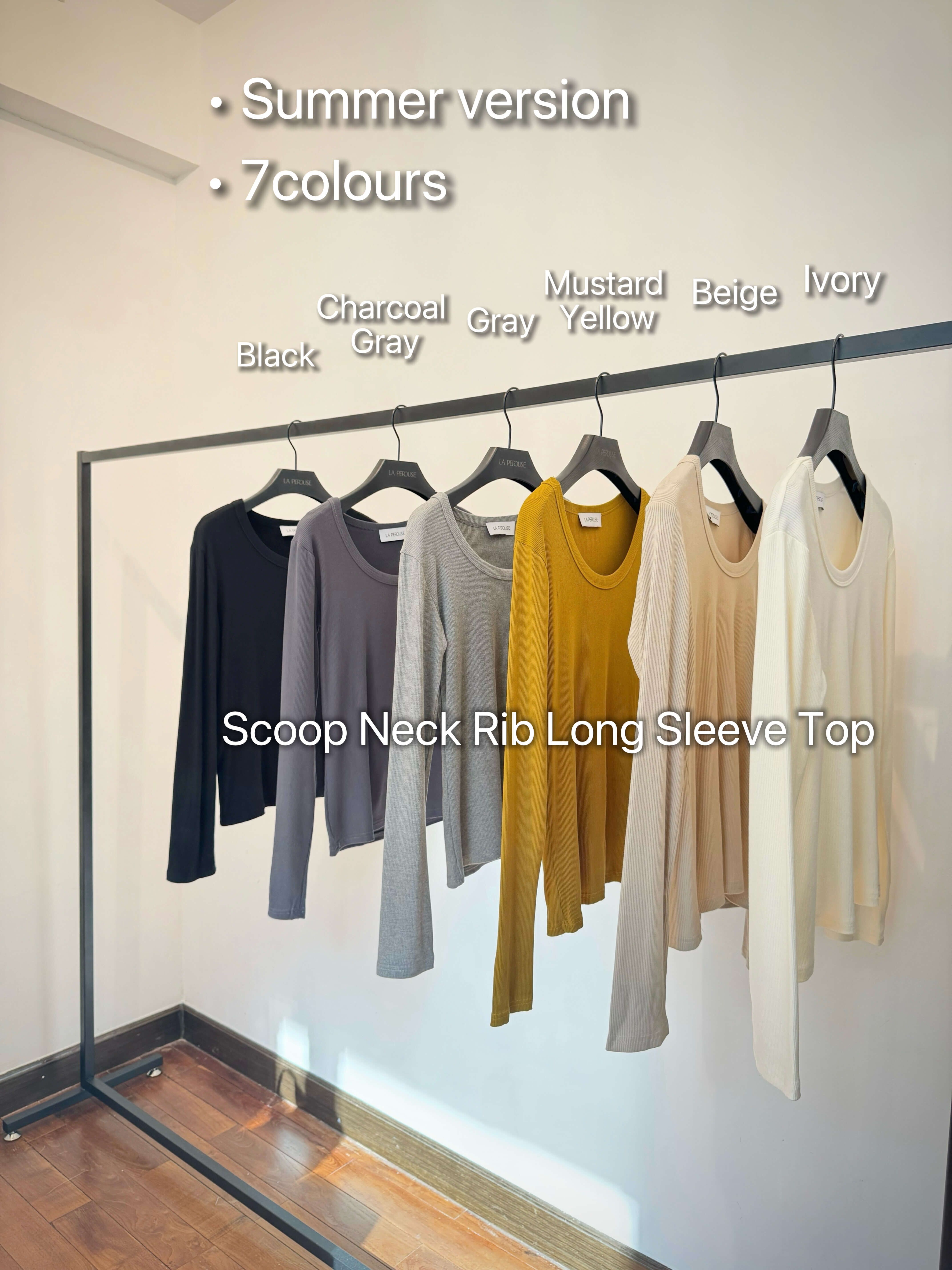 Scoop Neck Rib Long Sleeve Top_TP263L12