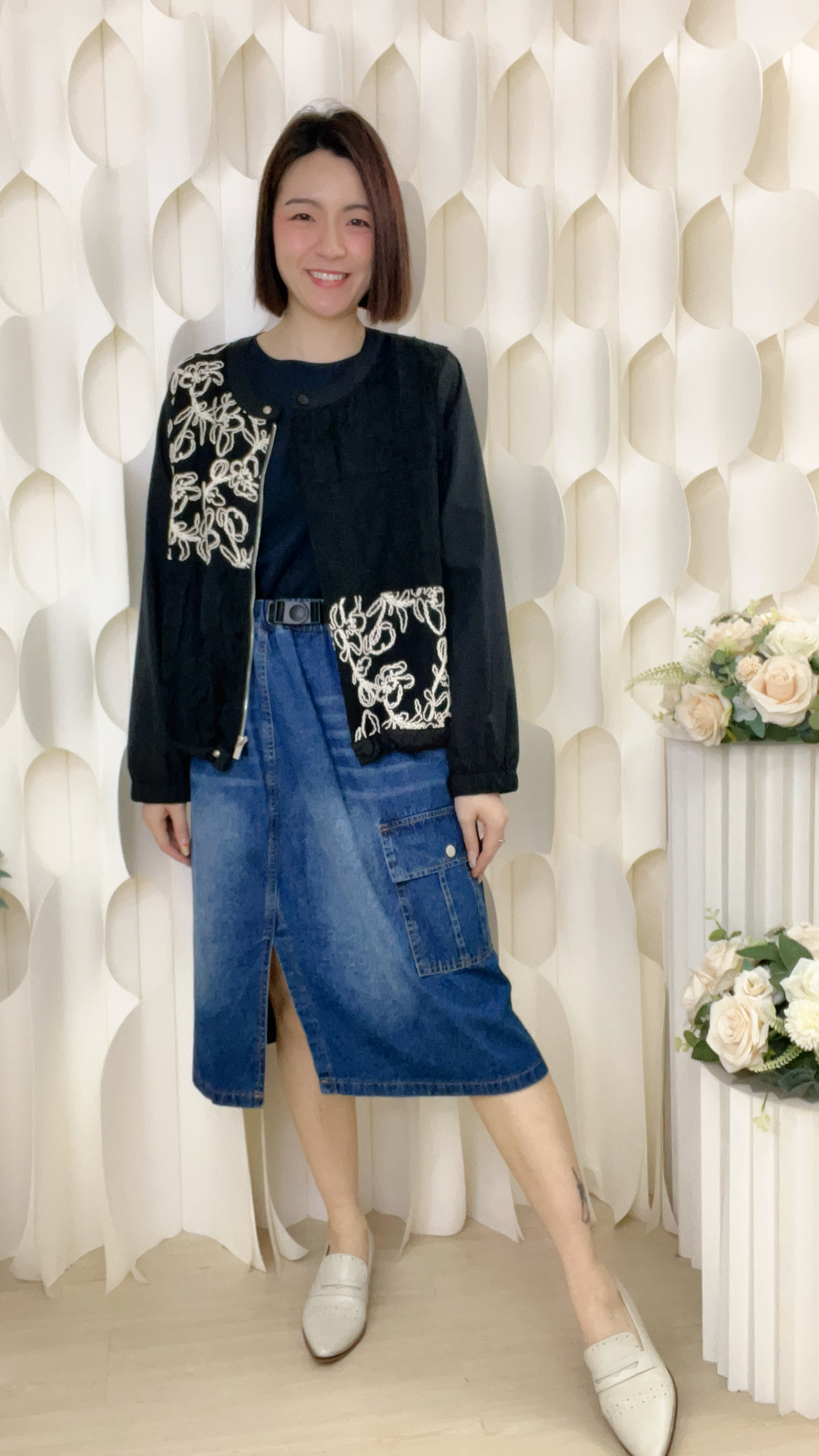 工裝開叉牛仔半截裙(腰26-32 臀44 長26吋) 37000 #1003clo