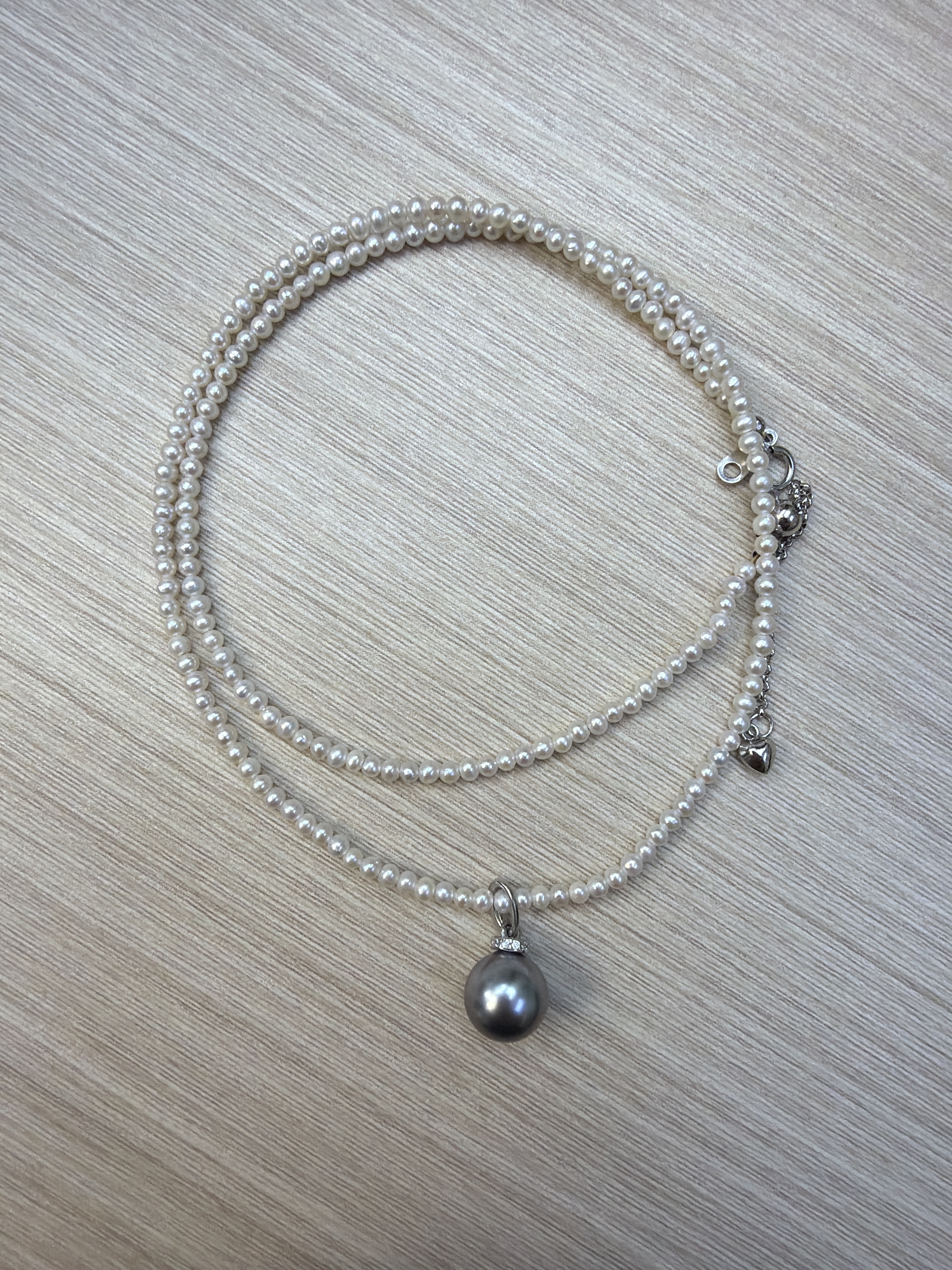 RK11 S925銀+大溪地黑珍珠 約10mm+淡水珍珠頸鏈 (SPN5460001) **連盒