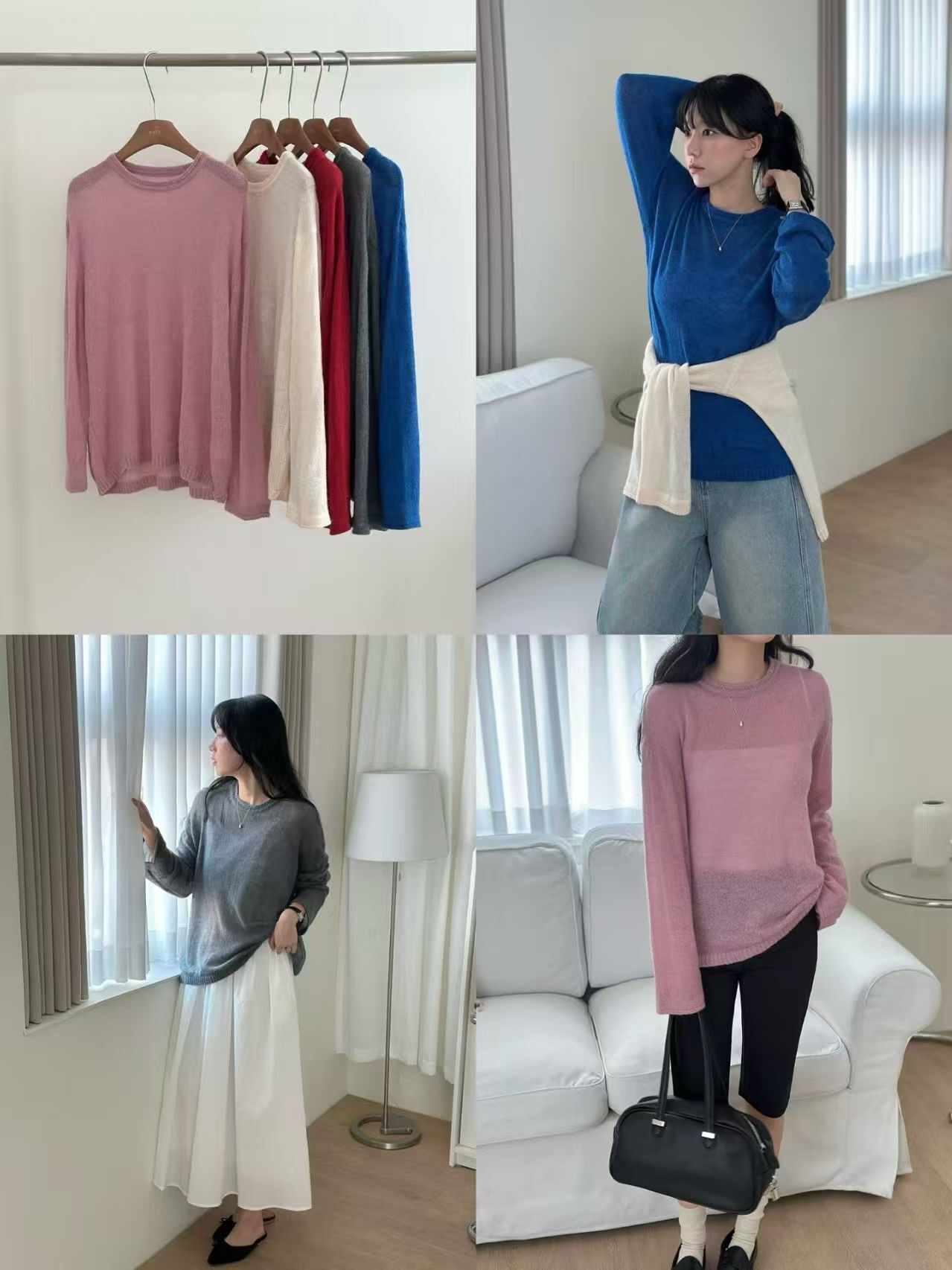 ML6055 韓系透膚針織上衣