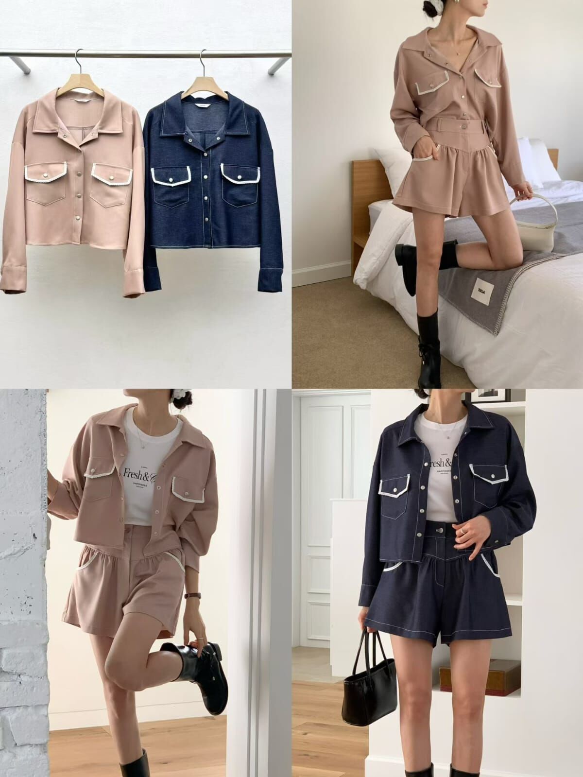 RF6018 花邊反蓋口袋短版外套