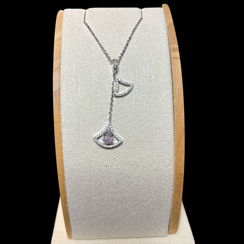 Pink Ice-Cut Zircon Skirt Pendant