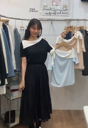 AS6052 平口船領綁帶上衣