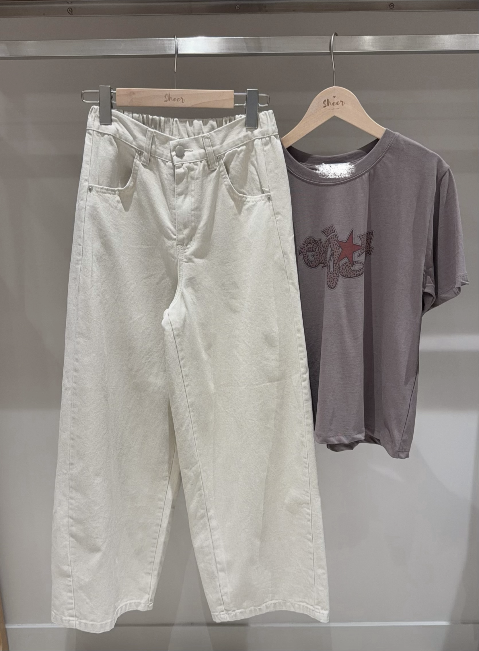 橡筋腰闊直筒褲