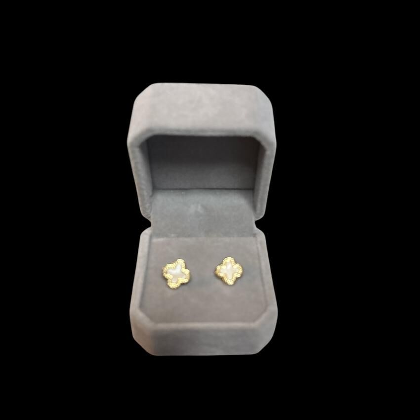 White four-leaf clover 925 sterling silver earrings