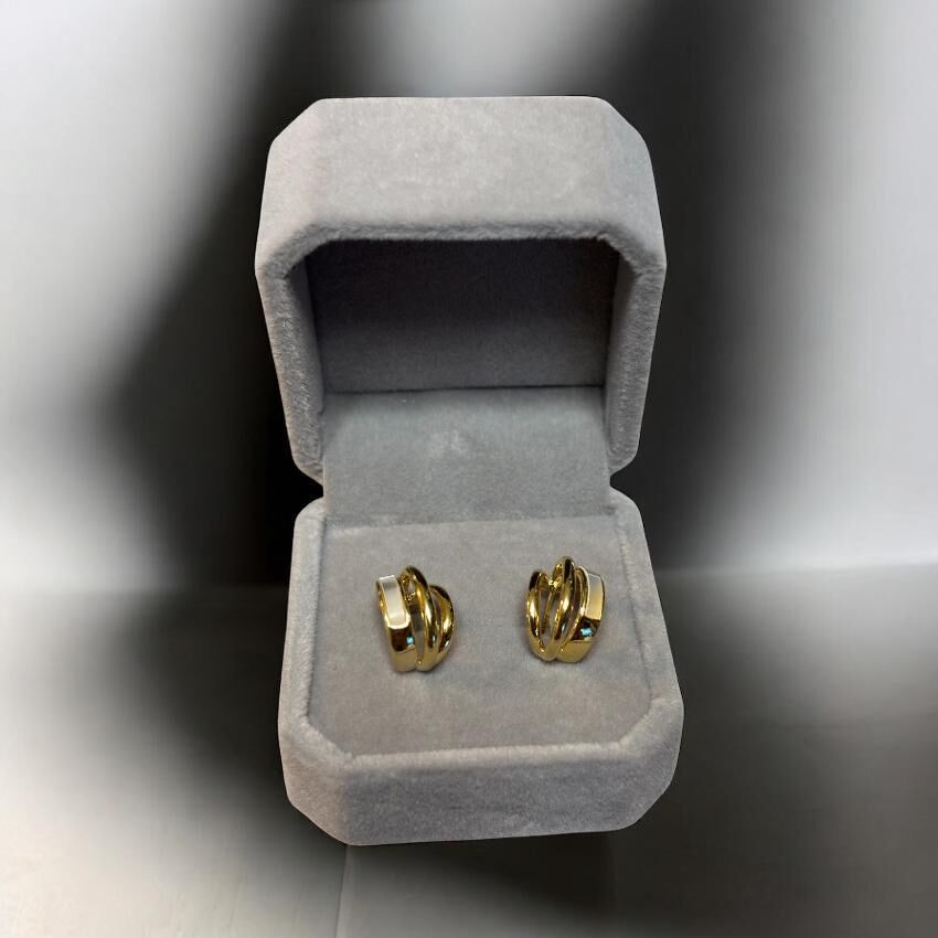 925 sterling gold white stone earrings