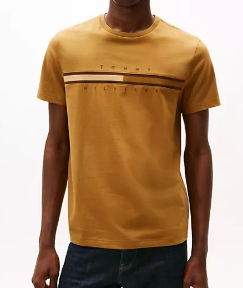 [S] TOMMY HILFIGER COUNTRY BROWN TONAL FLAG LOGO TSHIRT, 78JB406-200 (STH1639)