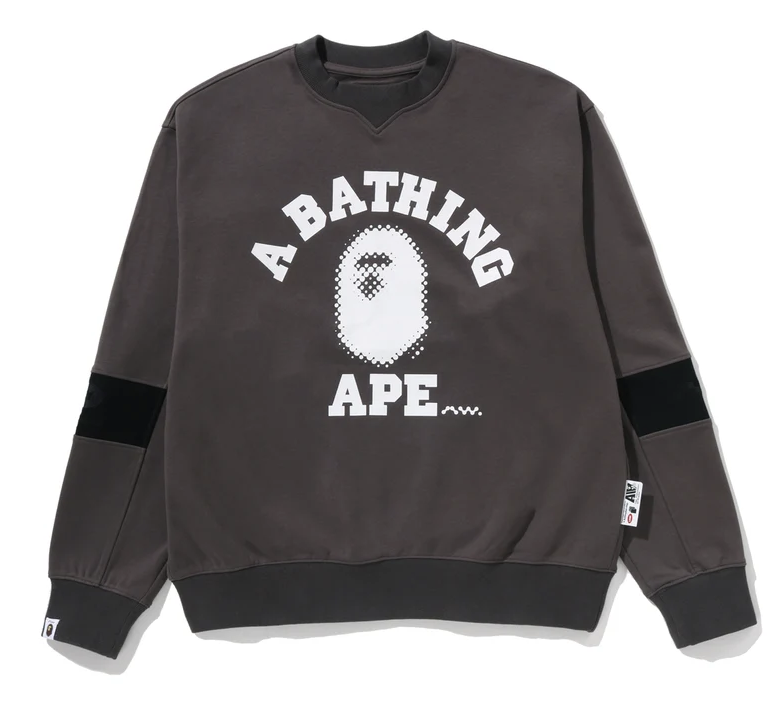 【BAPE X 倉石一樹】0307 發售 寬版COLLEGE LOGO PANEL SWEATSHIRT