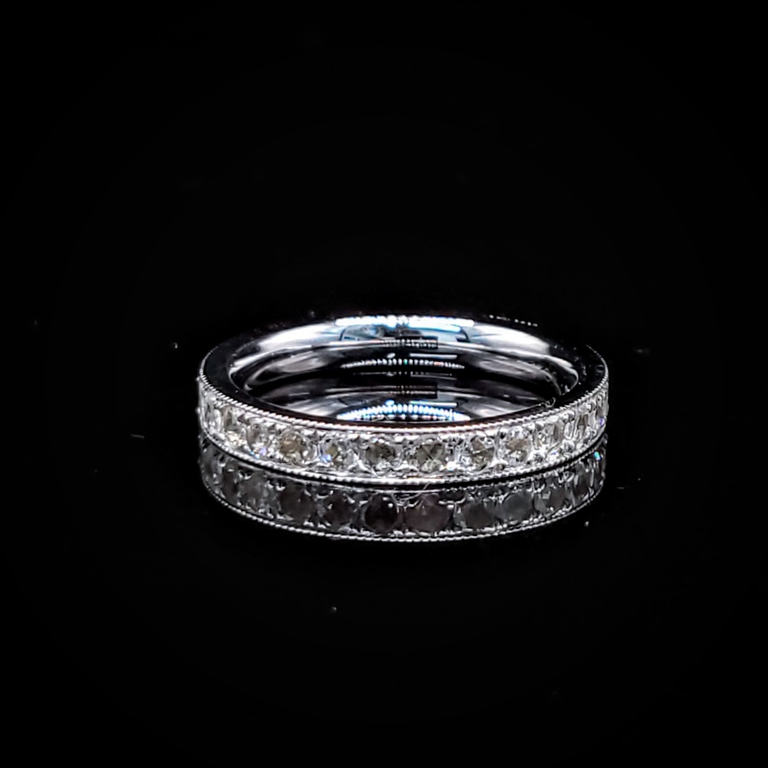 全新18K白金64份鑽石全圈戒指