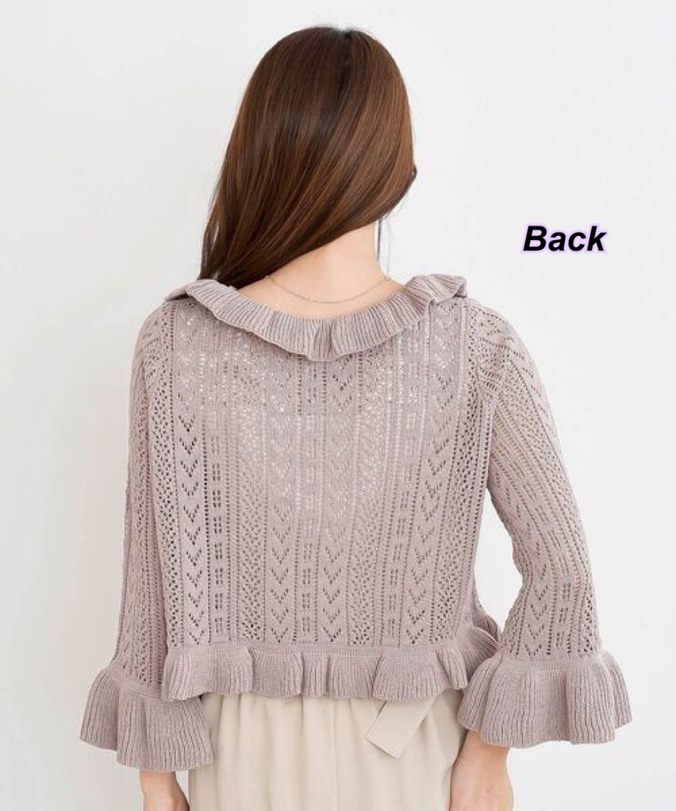 260311 新款日系女裝 通花闊手袖外套/3 色