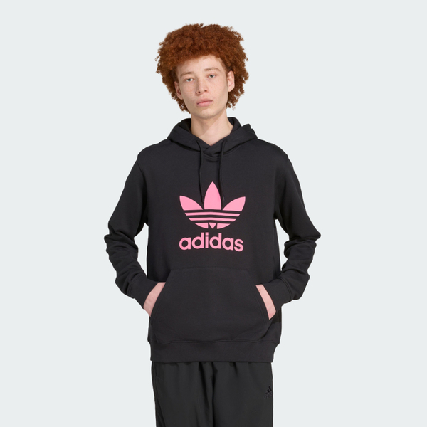 Adidas 愛迪達 Trefoil Hoody JY3764 男 連帽上衣 帽t 連帽長袖 黑 粉logo 亞版
