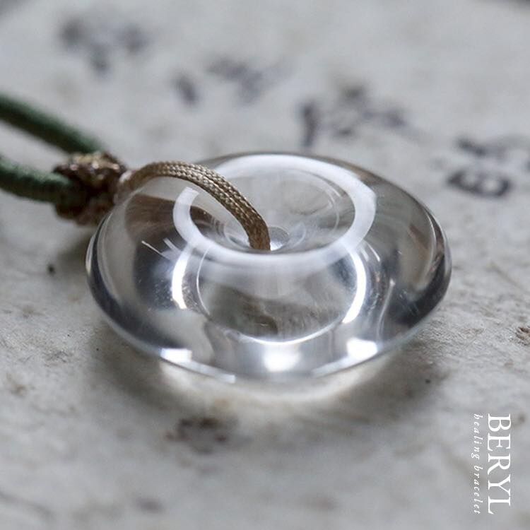 ＃母娘開光加持-巴西白水晶平安扣/含編織項鍊