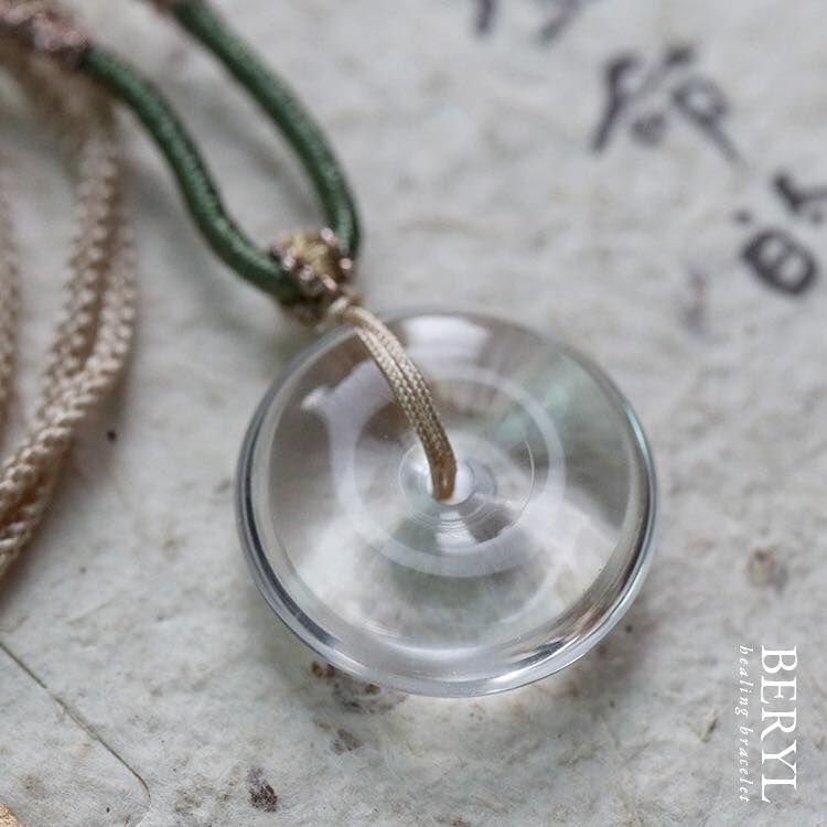 ＃母娘開光加持-巴西白水晶平安扣/含編織項鍊