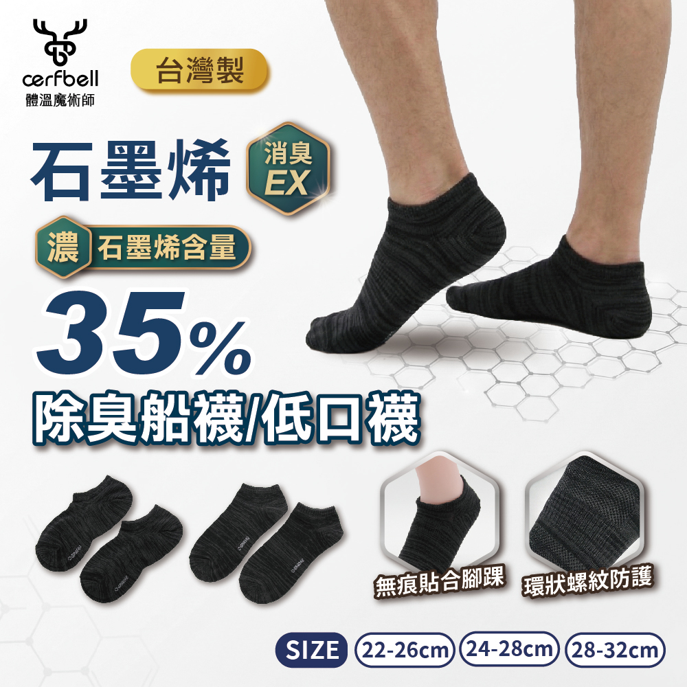【肌柔】台灣製「7A抗菌」石墨烯消臭船襪/低口襪丨P1312.13