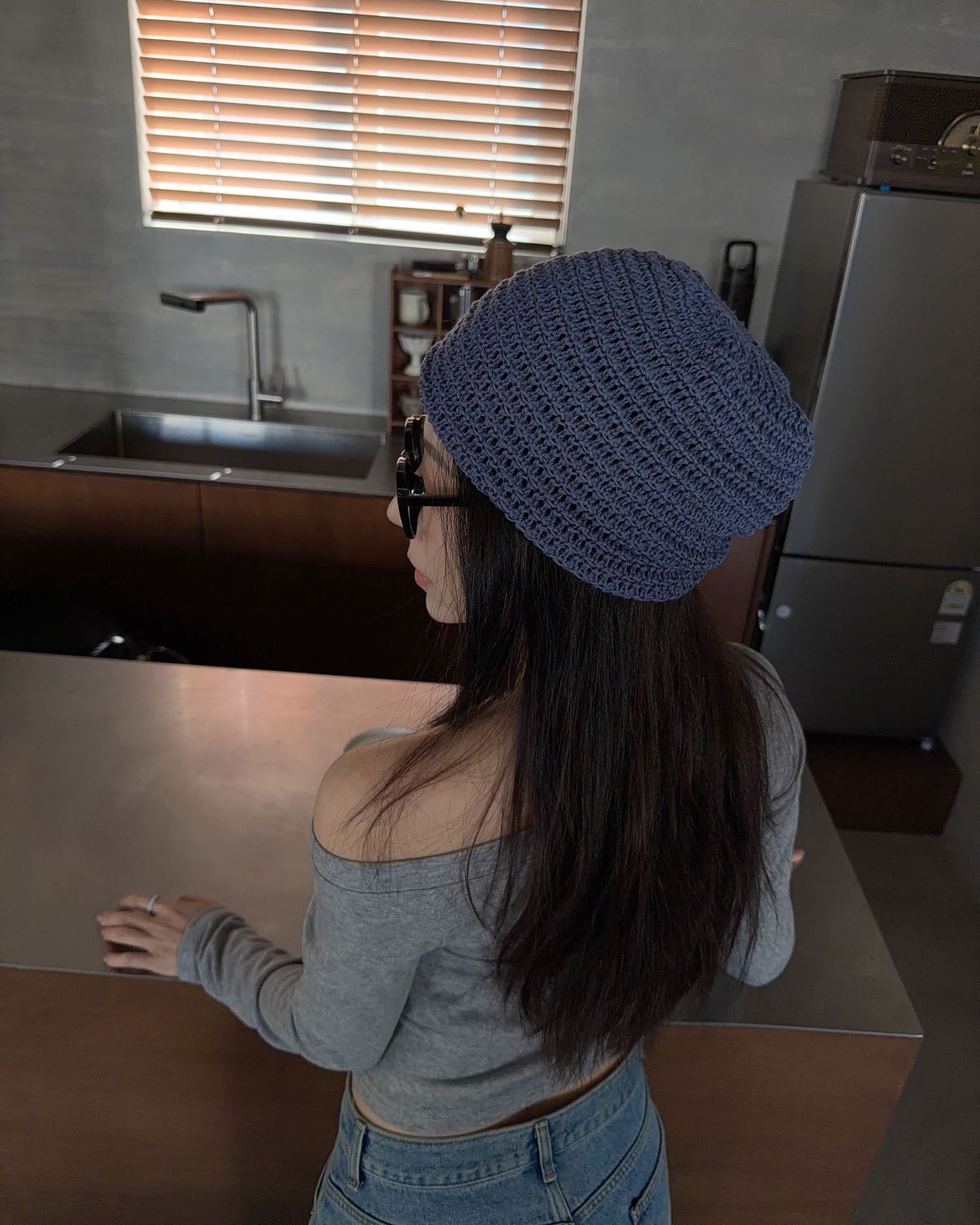 A3011 針織堆堆帽 / 藍