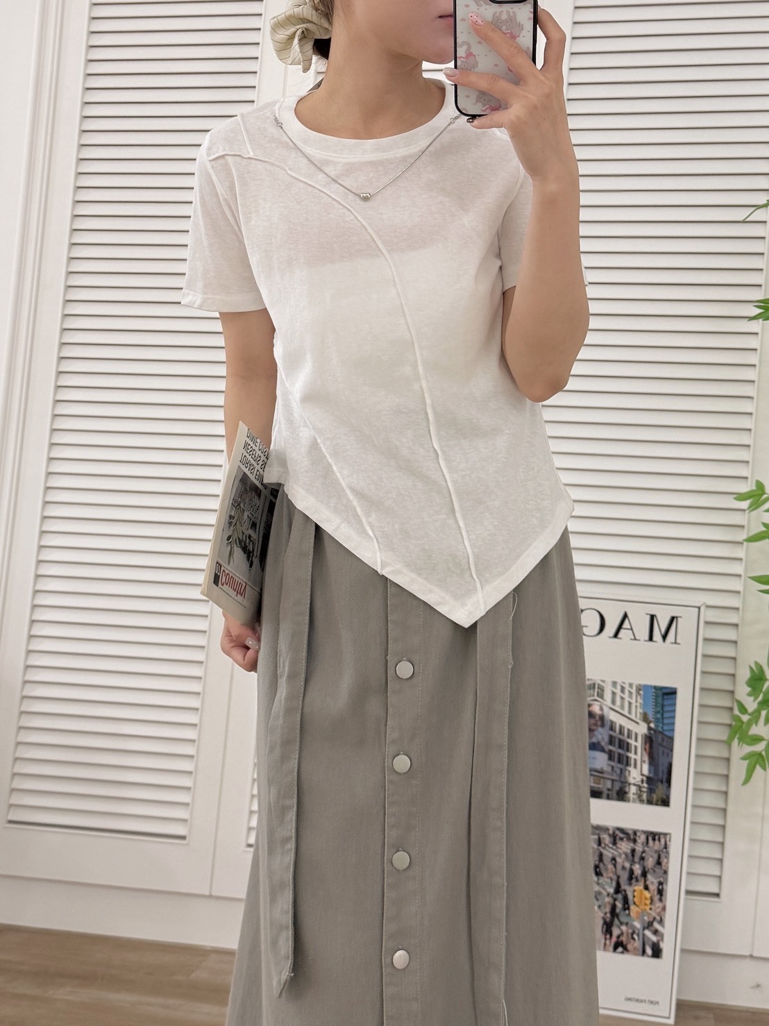 法朵Fado shop｜附項鍊立體車線造型圓領Tee 0215034 三色 M-L