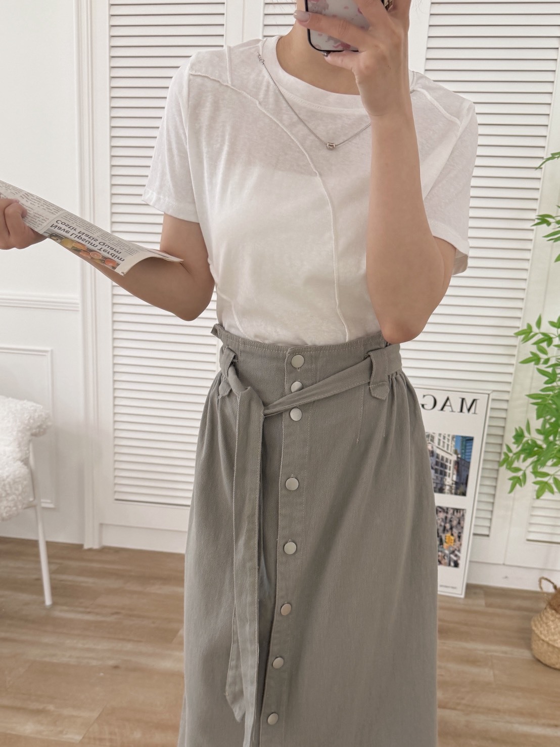 法朵Fado shop｜附項鍊立體車線造型圓領Tee 0215034 三色 M-L