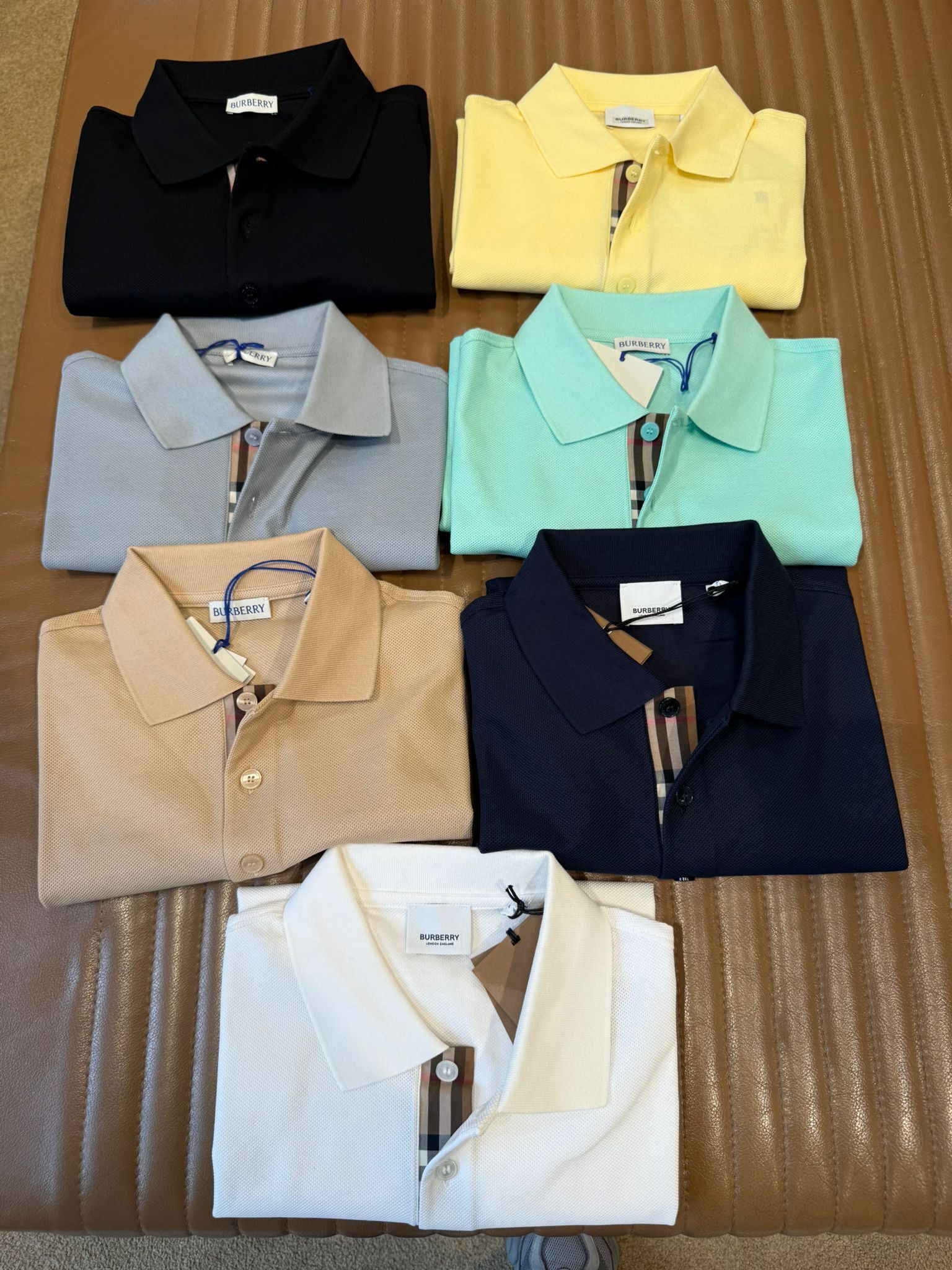 LYS01380 Burberry 男款經典polo領口格紋Tee