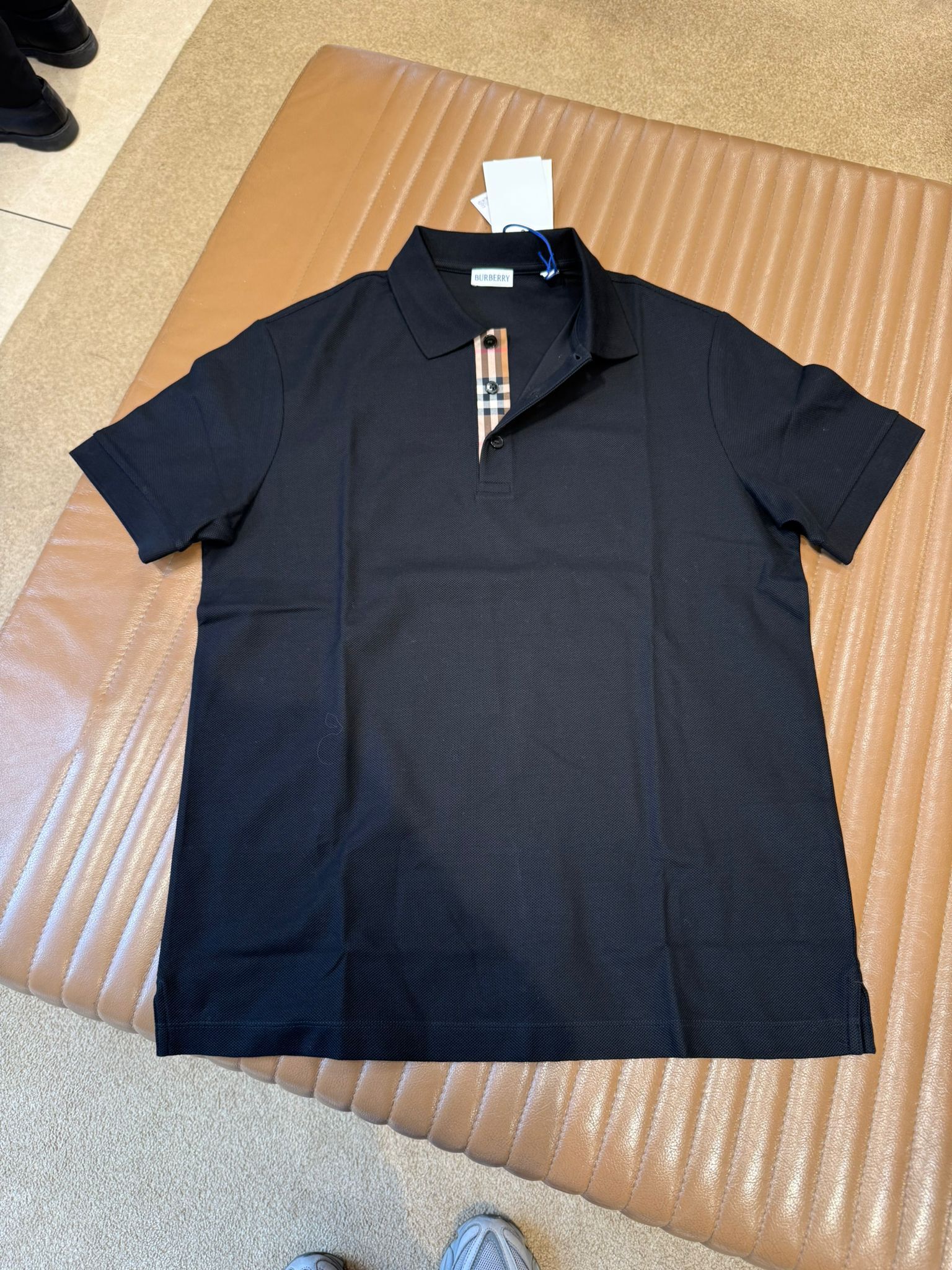 LYS01380 Burberry 男款經典polo領口格紋Tee