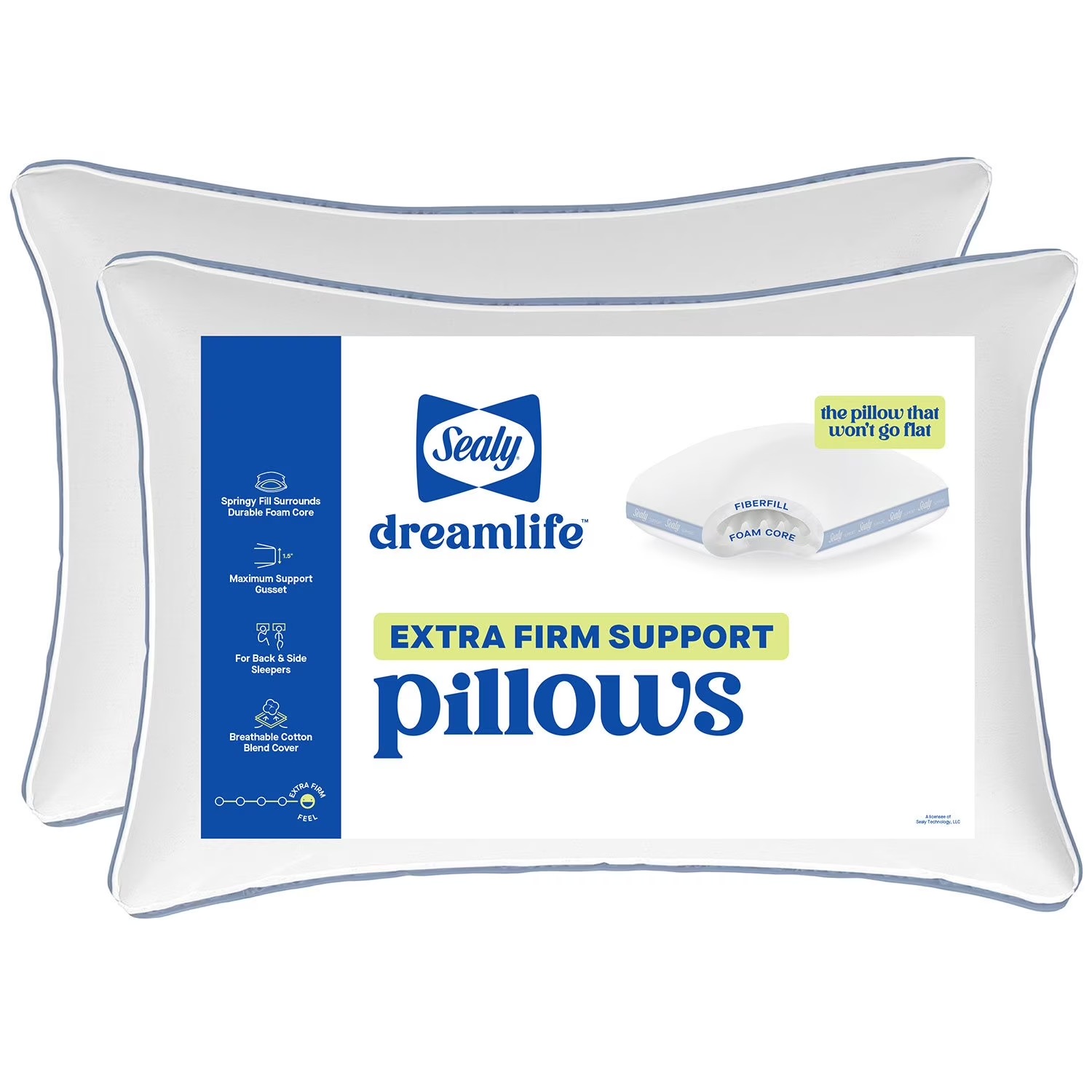 【預購】Sealy Dreamlife  H0301101 2 個裝特硬承托泡沫芯枕頭