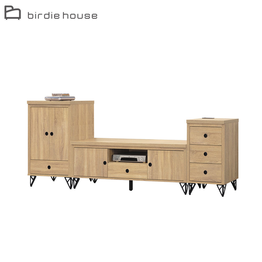 柏蒂家居-曼特斯8.5尺多功能電視櫃組合(二門收納櫃+視聽長櫃+三抽置物櫃)